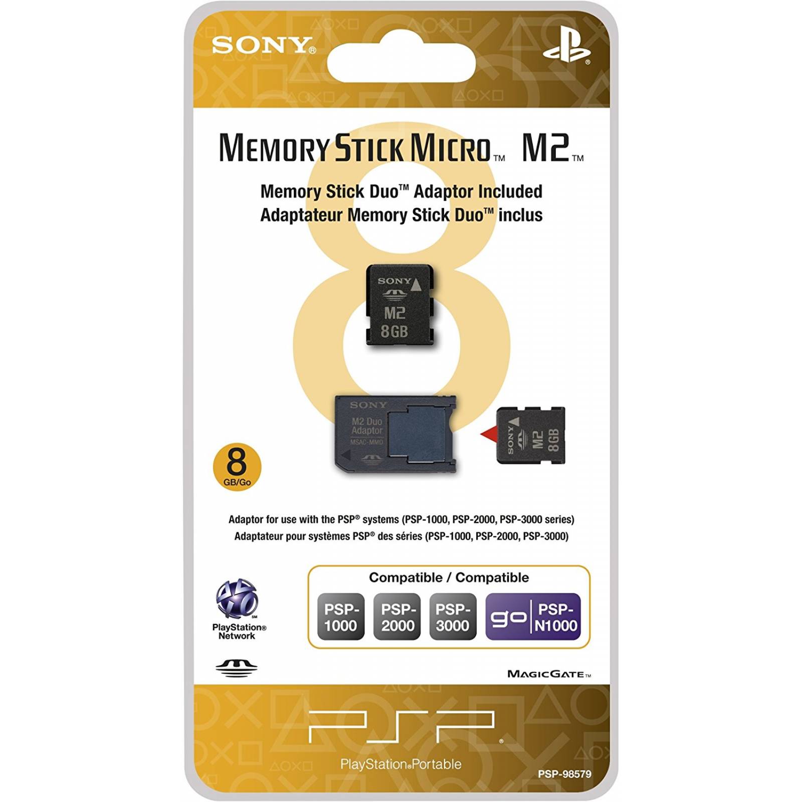 8GB Memory Stick Micro medios+M2 adaptador Duo - Sony PSP
