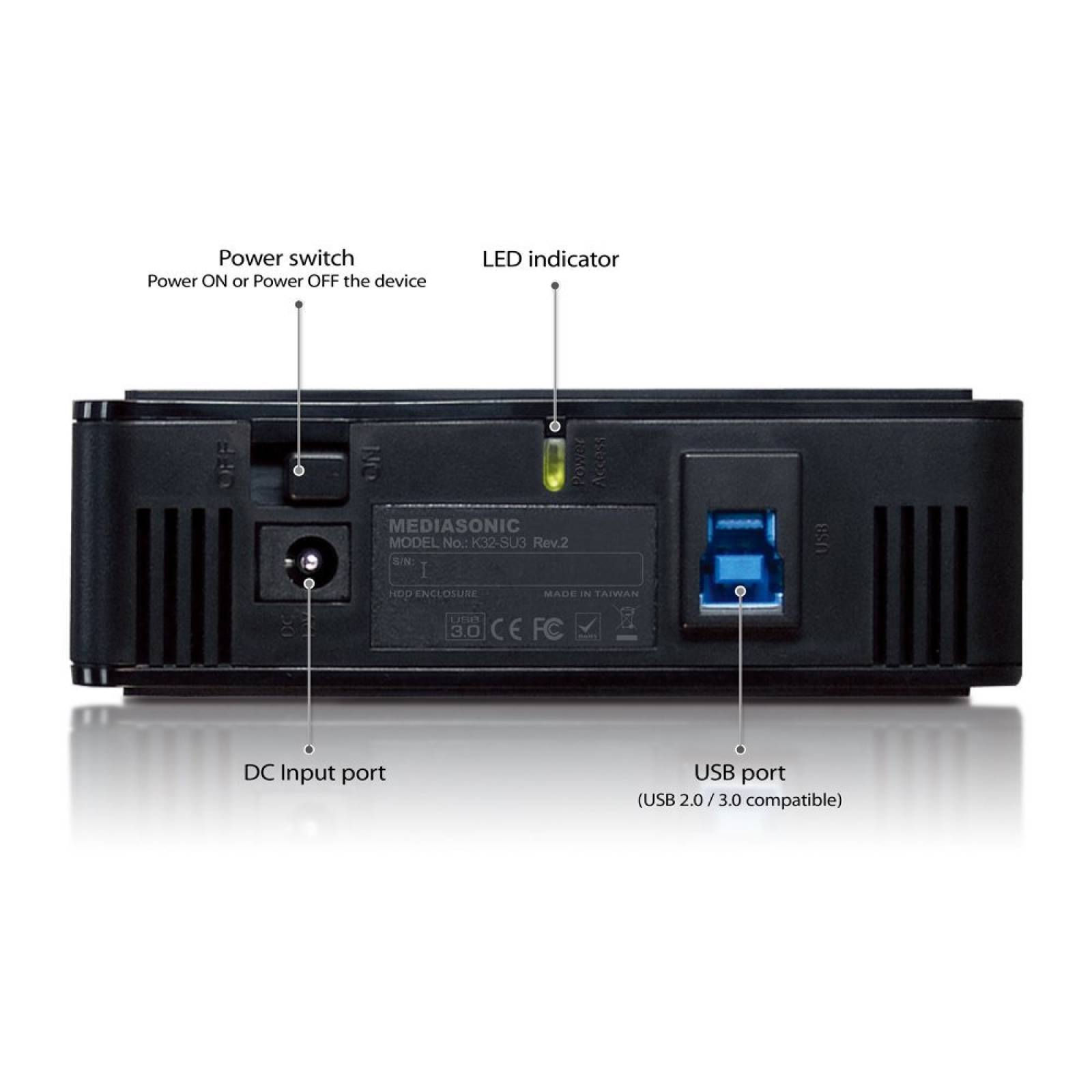 Mediasonic ProBox K32-SU3 3.5" SATA caja disco duro - USB 3.