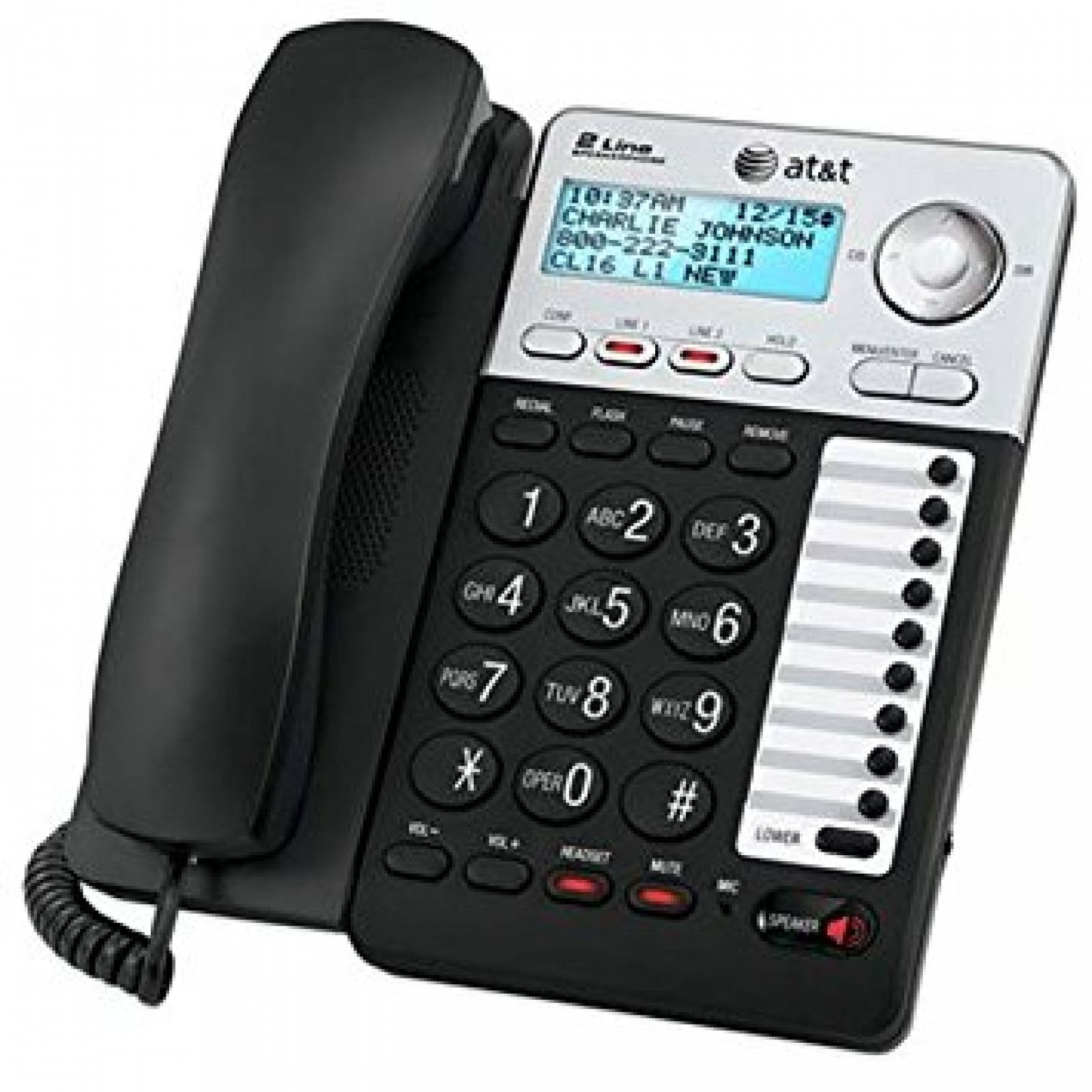 AT & T ML17929 teléfono alámbrico 2 líneas negro -Negro