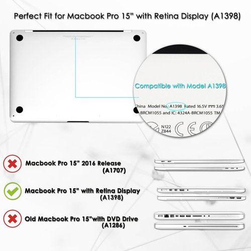 Kit Carcasa Top Case P/ Macbook Pro 15 A1398 -negro