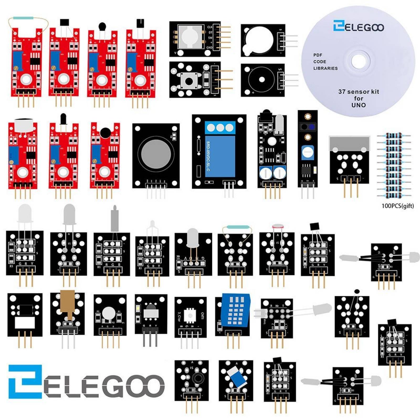 Kit Elegoo El-kit-000 Modulo Sensor 37 En 1, Para Arduino