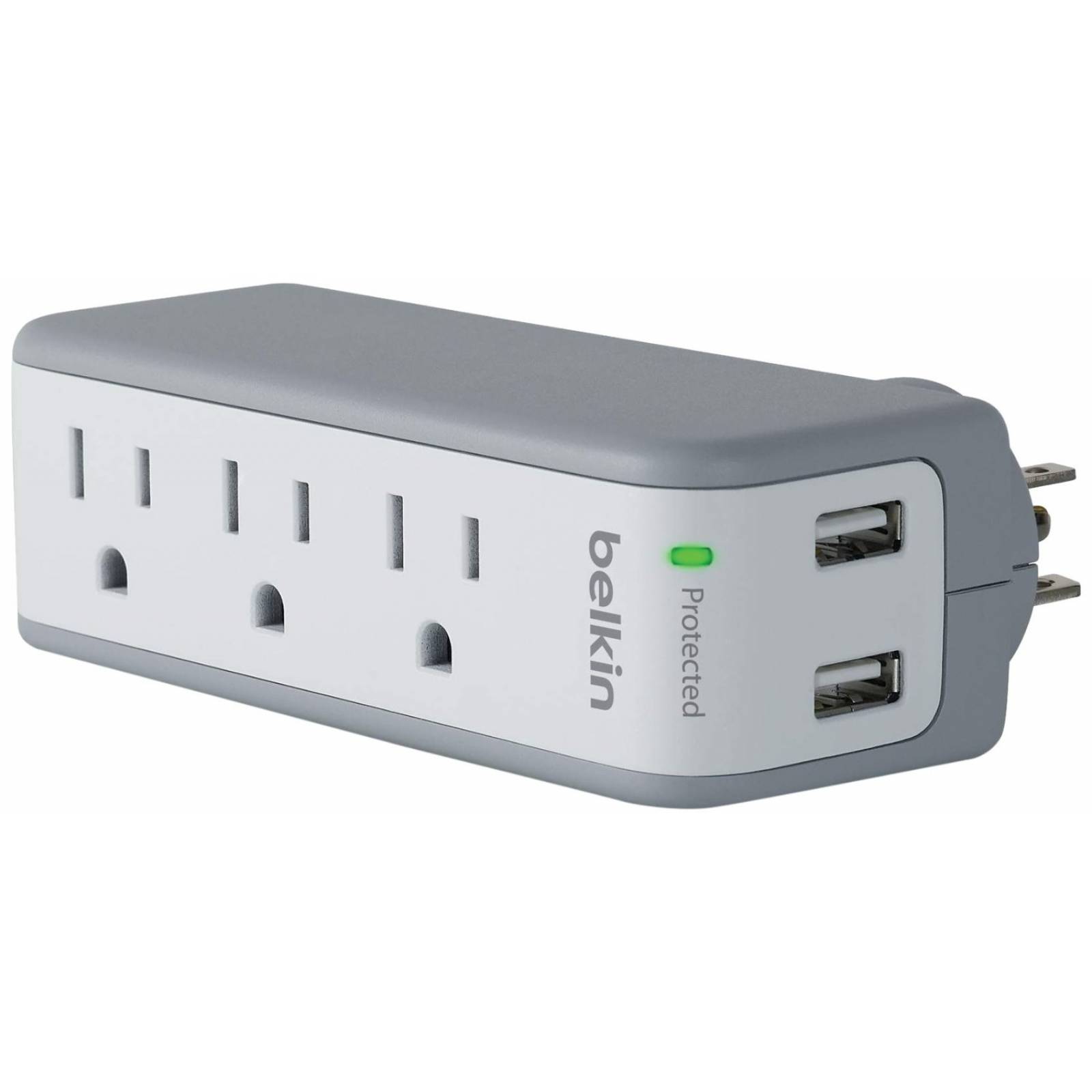Protector Sobretensiones Belkin 3 Salidas Ca Y 2 Puertos Usb