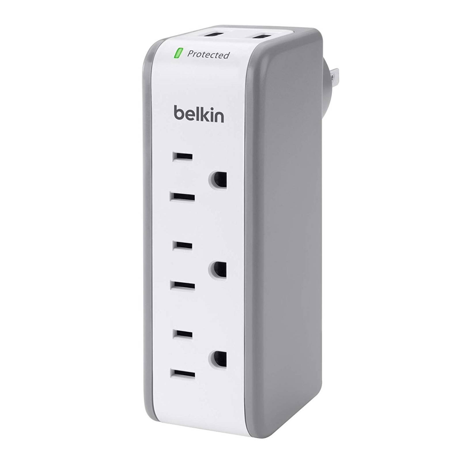 Protector Sobretensiones Belkin 3 Salidas Ca Y 2 Puertos Usb