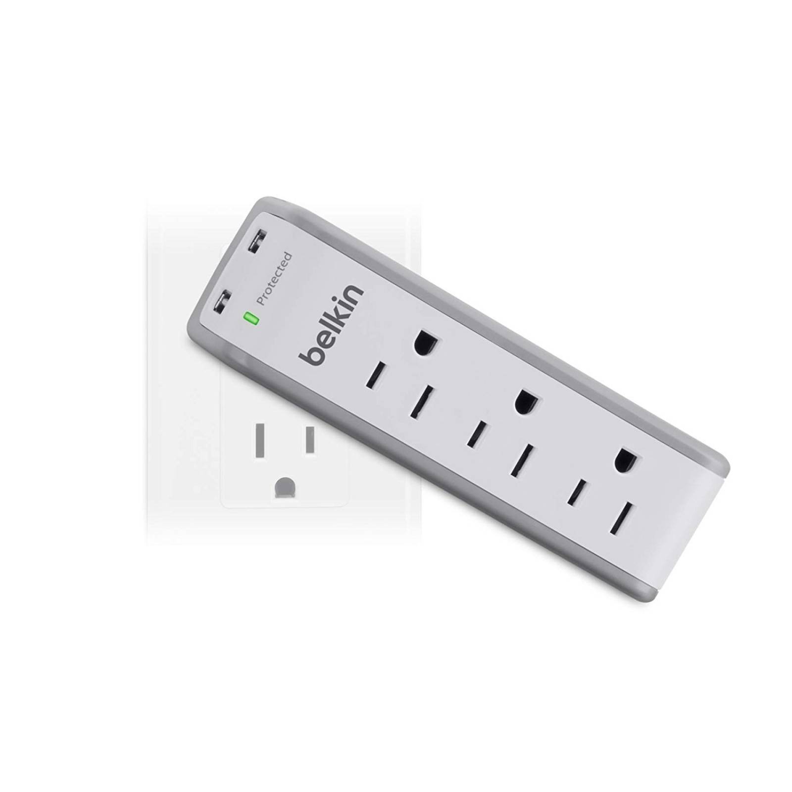 Protector Sobretensiones Belkin 3 Salidas Ca Y 2 Puertos Usb