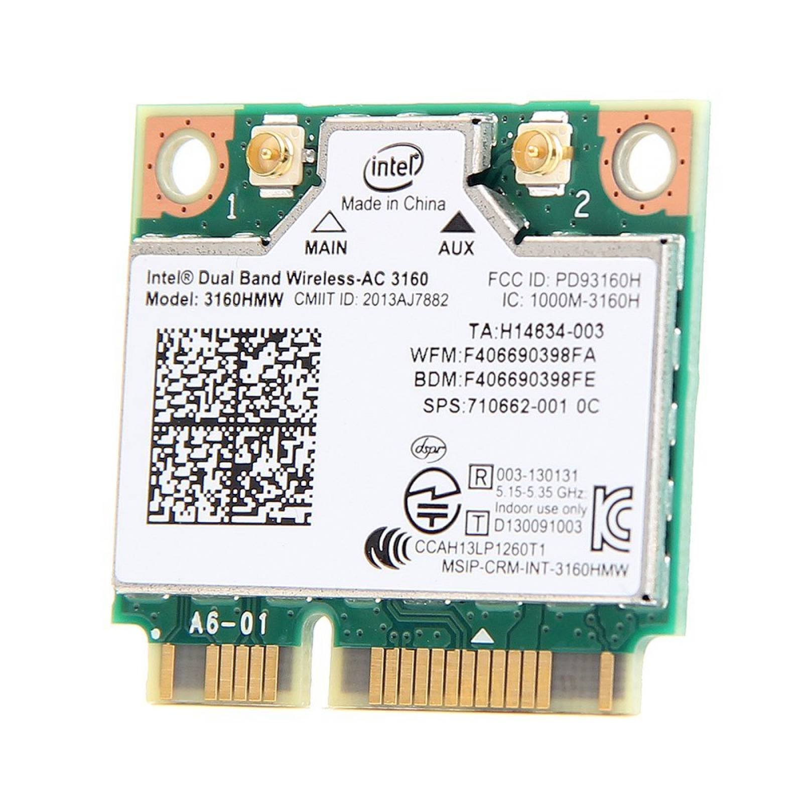 Intel 3160 doble banda Wireless AC + Bluetooth Mini PCIe tar
