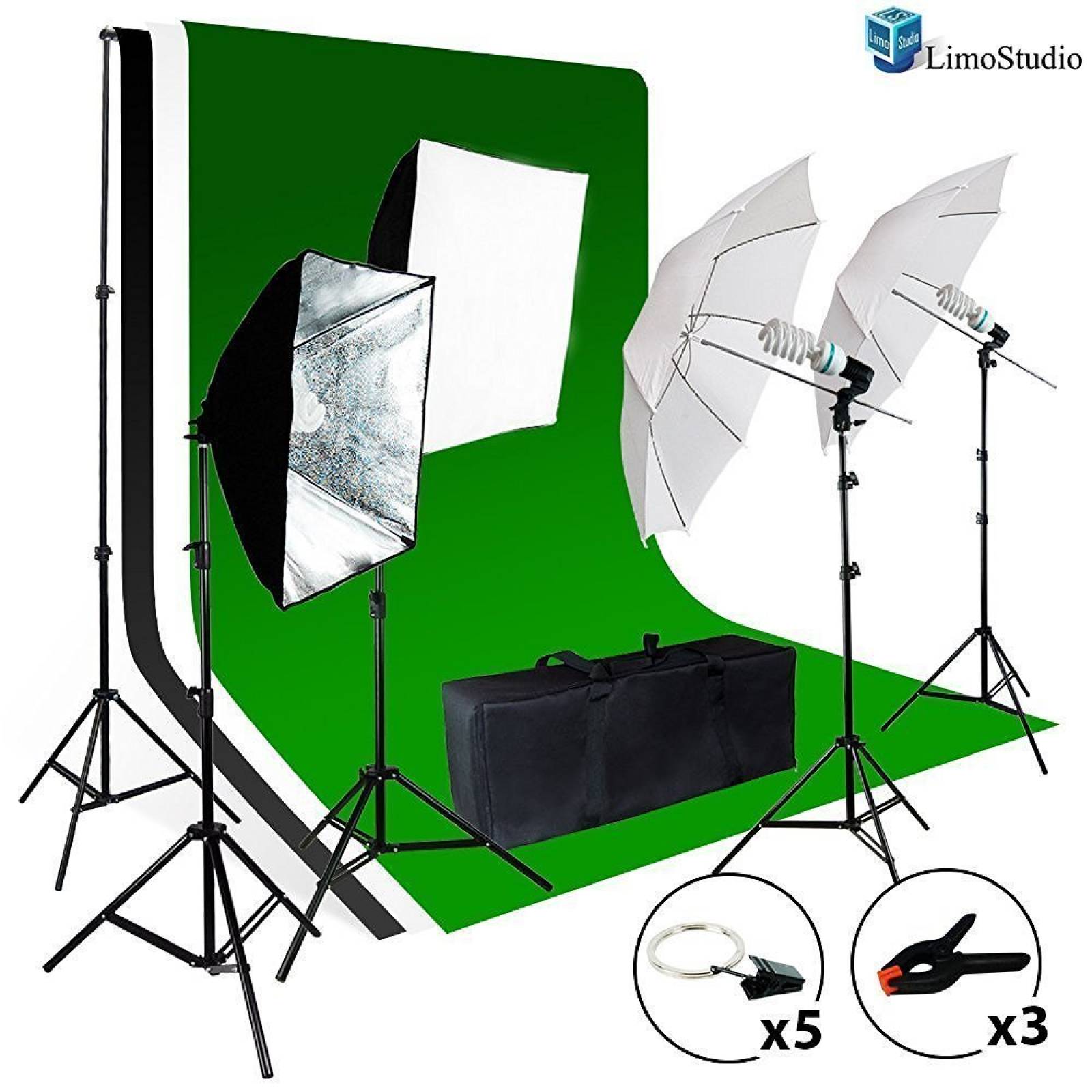 LimoStudio Foto Video Studio Kit luz - incluye Chroma -Negro