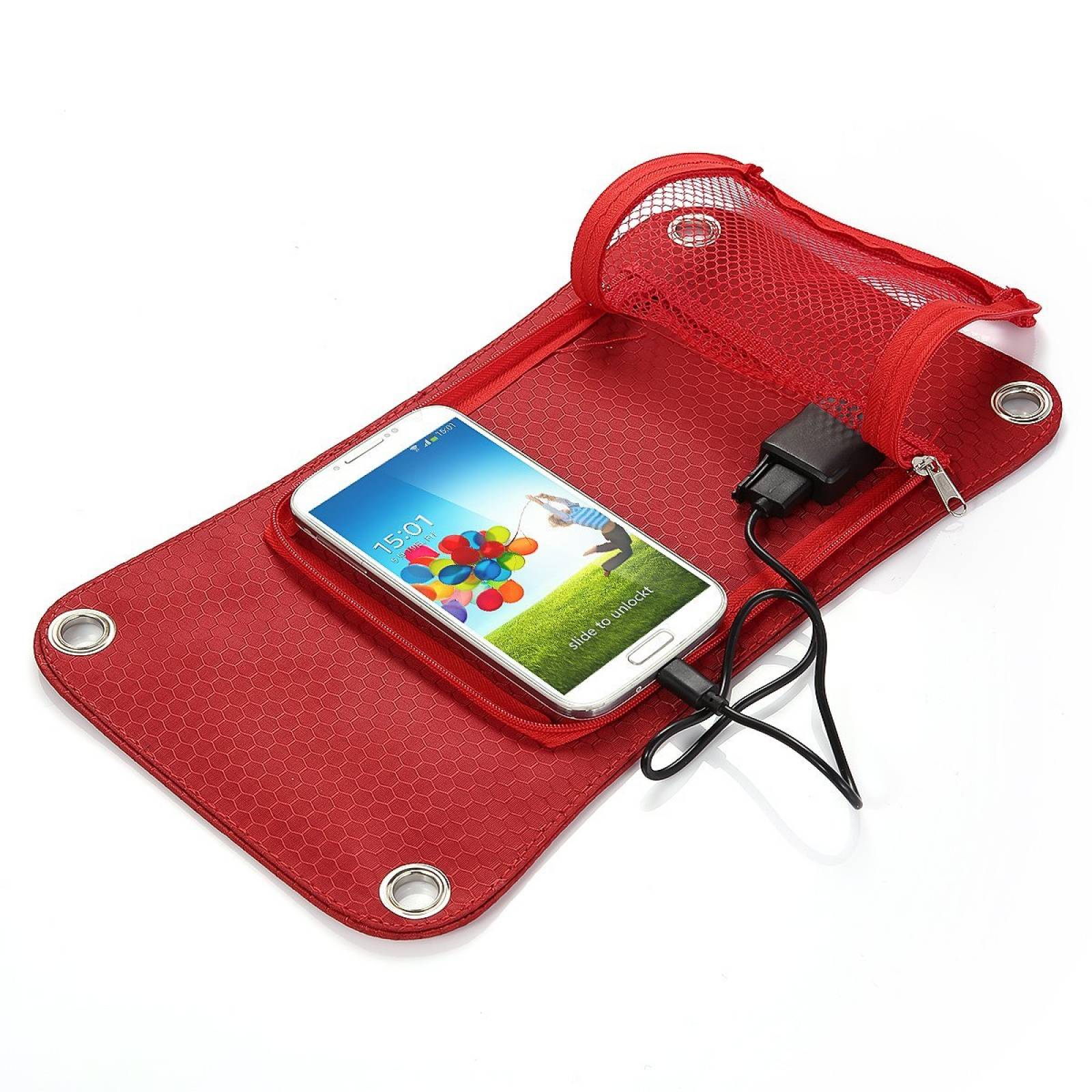 Mochila Solar Eceen Panel Solar 7w Dispositivos De 5v -rojo