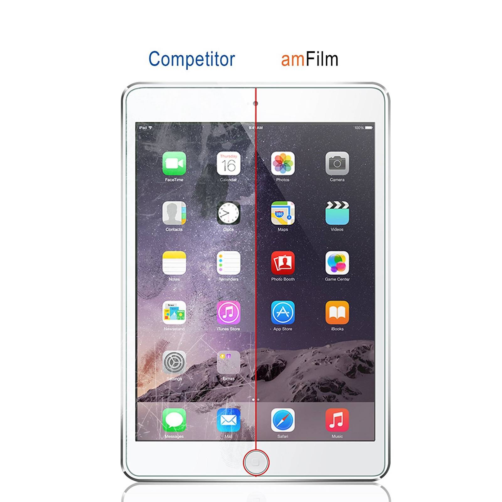 Protector cristal templado amFilm para iPad de 9.7 pulgadas