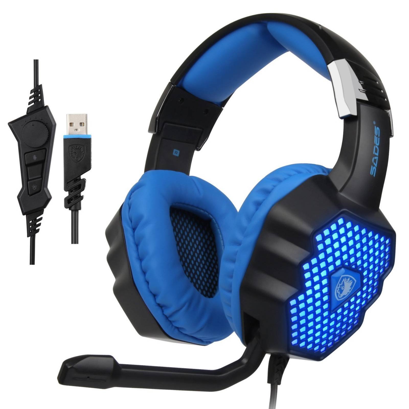SADES actualizan A70 USB Stereo Gaming auriculares or -Negro