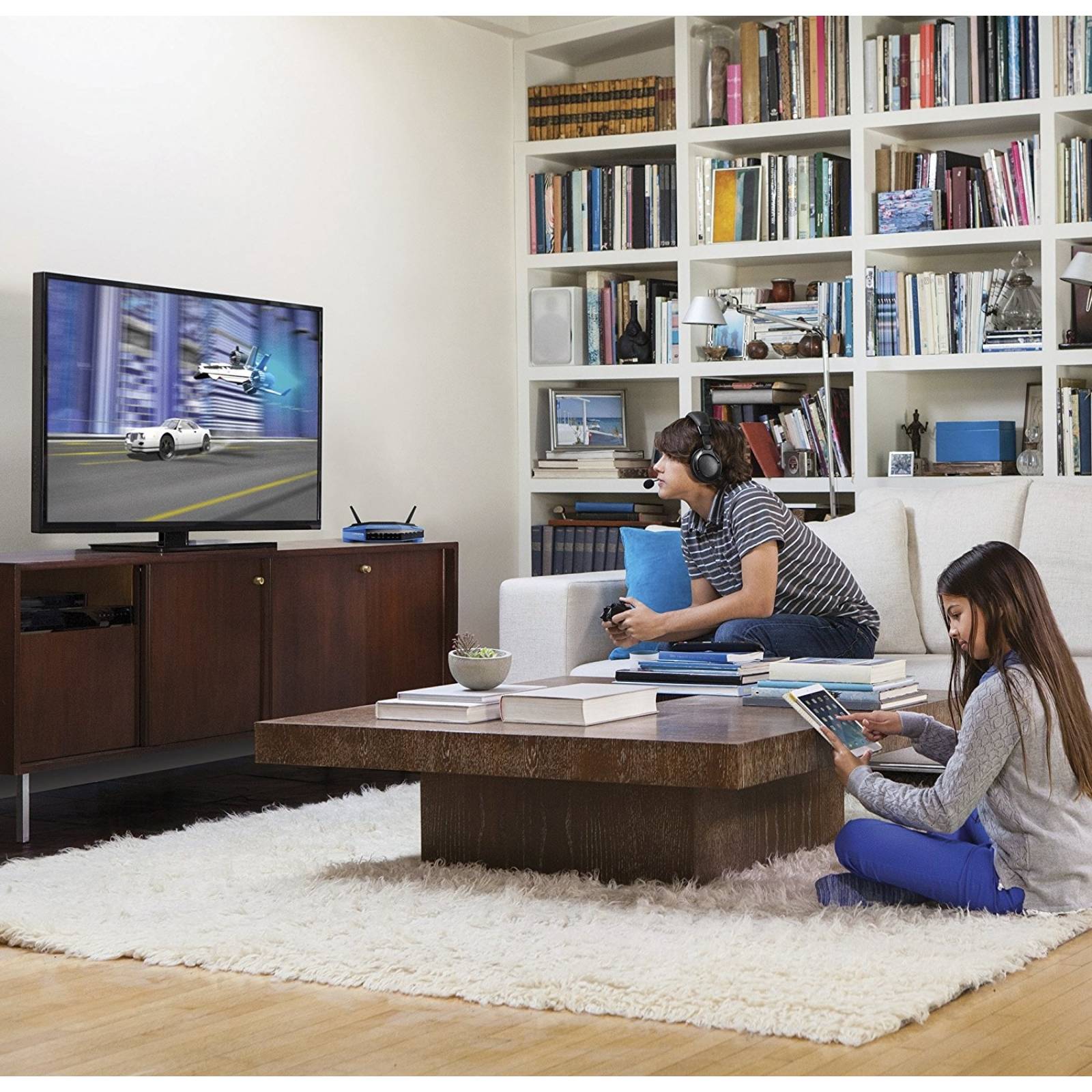 Con Gigabit Linksys WRT AC1200 doble banda y conexión Wi-Fi