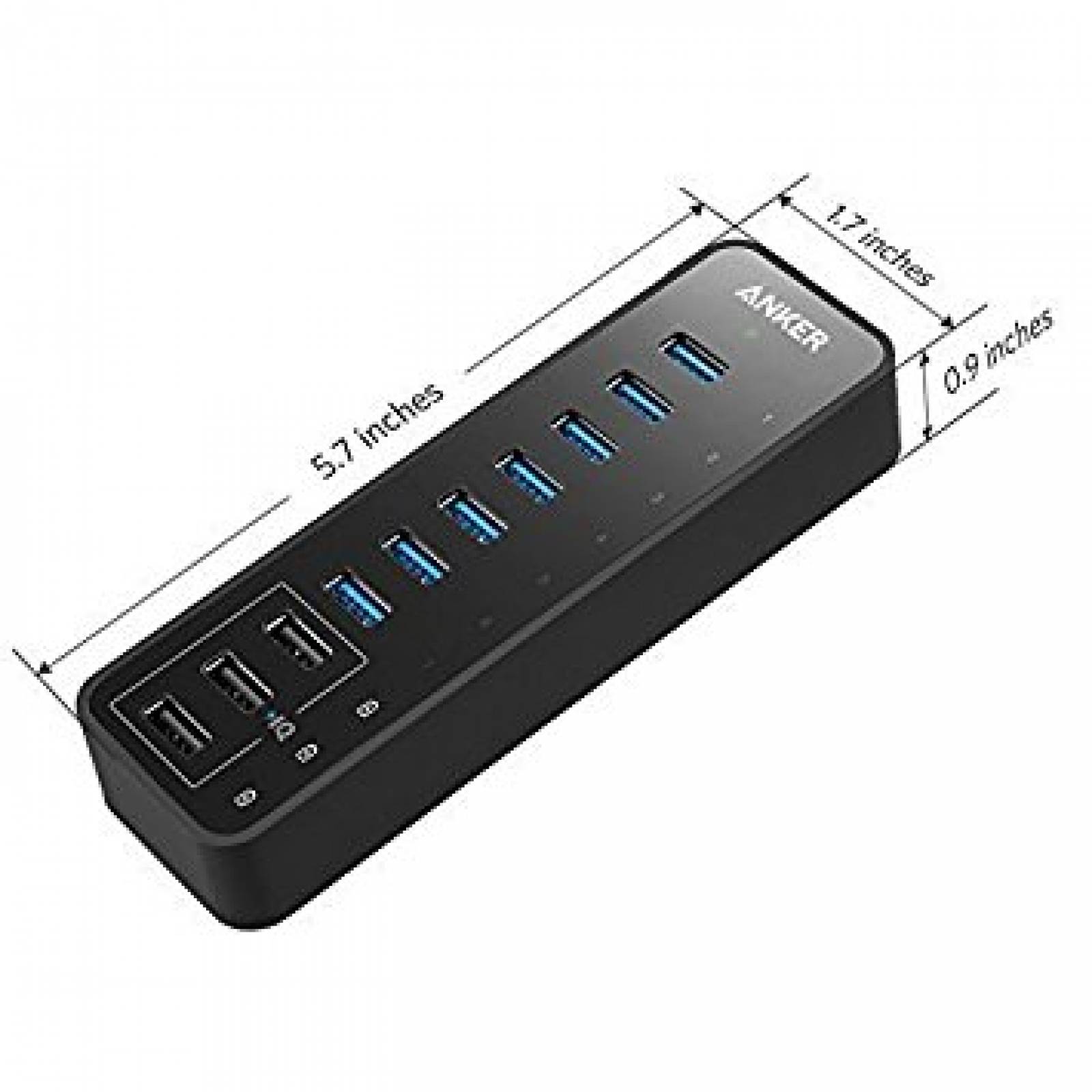 Multi Conector Anker Hub De 7 Puertos Usb 3.0 Datos Y Carga