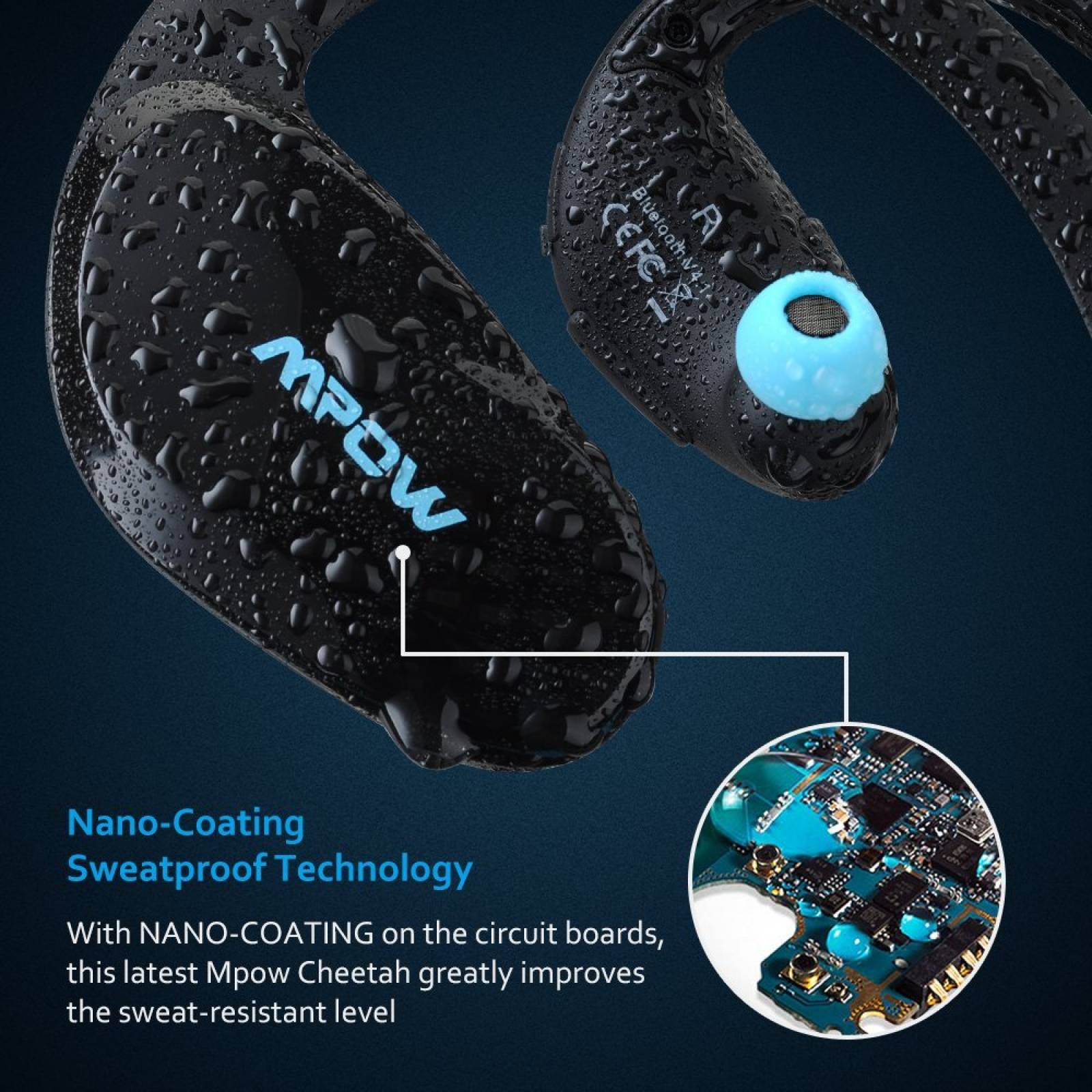 Mpow Gen-2 versión Cheetah Bluetooth auriculares V4.1 Nano-r