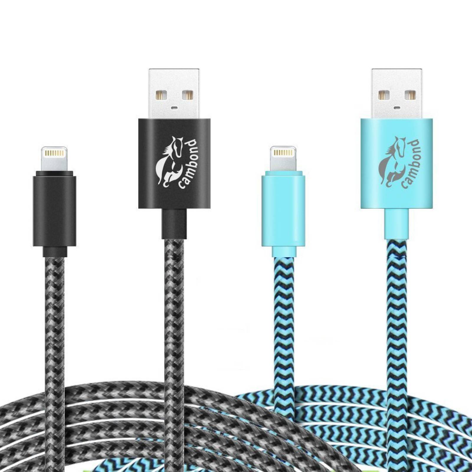 iPhone 7 cargador, 2 Pack Cambond 10 pies largo trenzado MFI