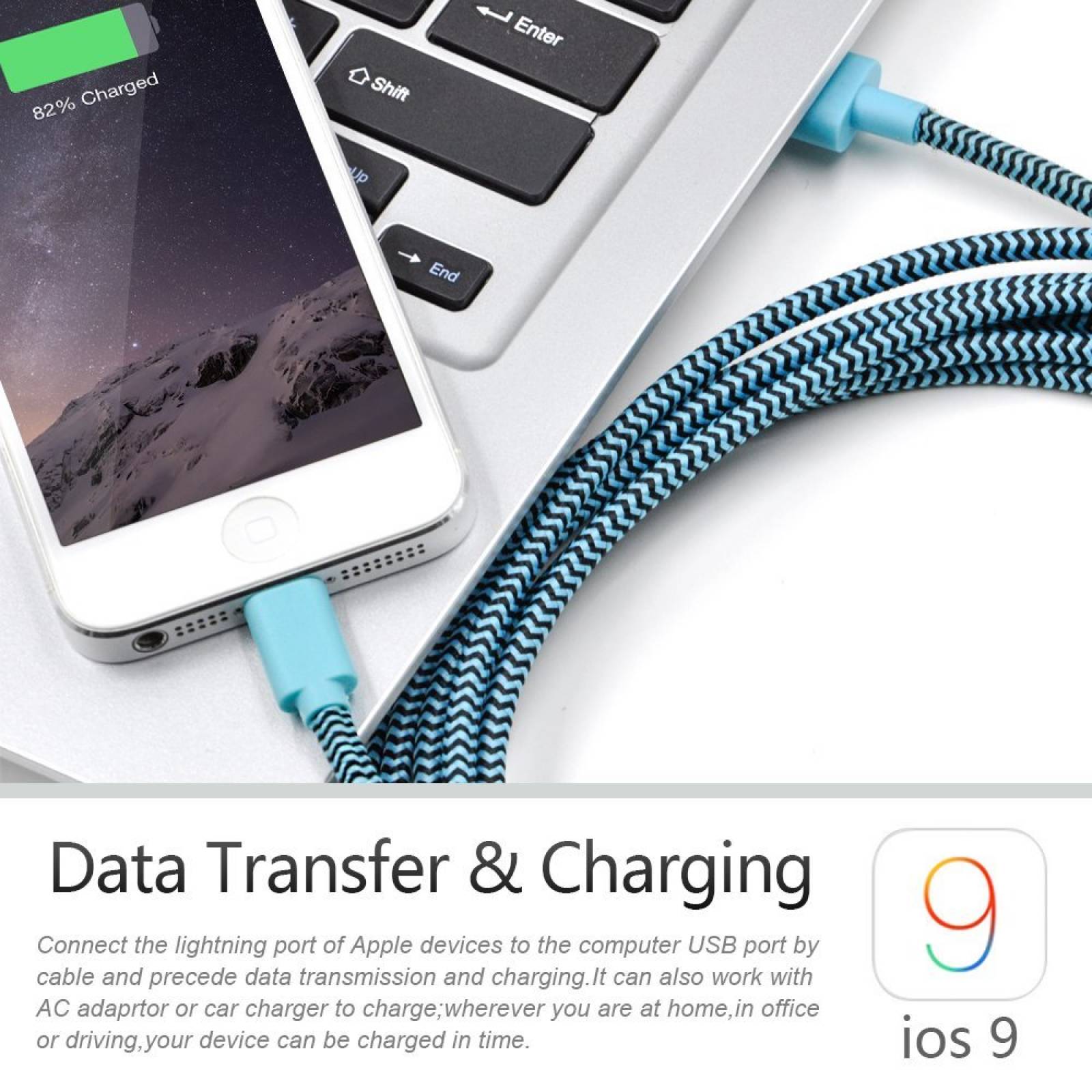 iPhone 7 cargador, 2 Pack Cambond 10 pies largo trenzado MFI