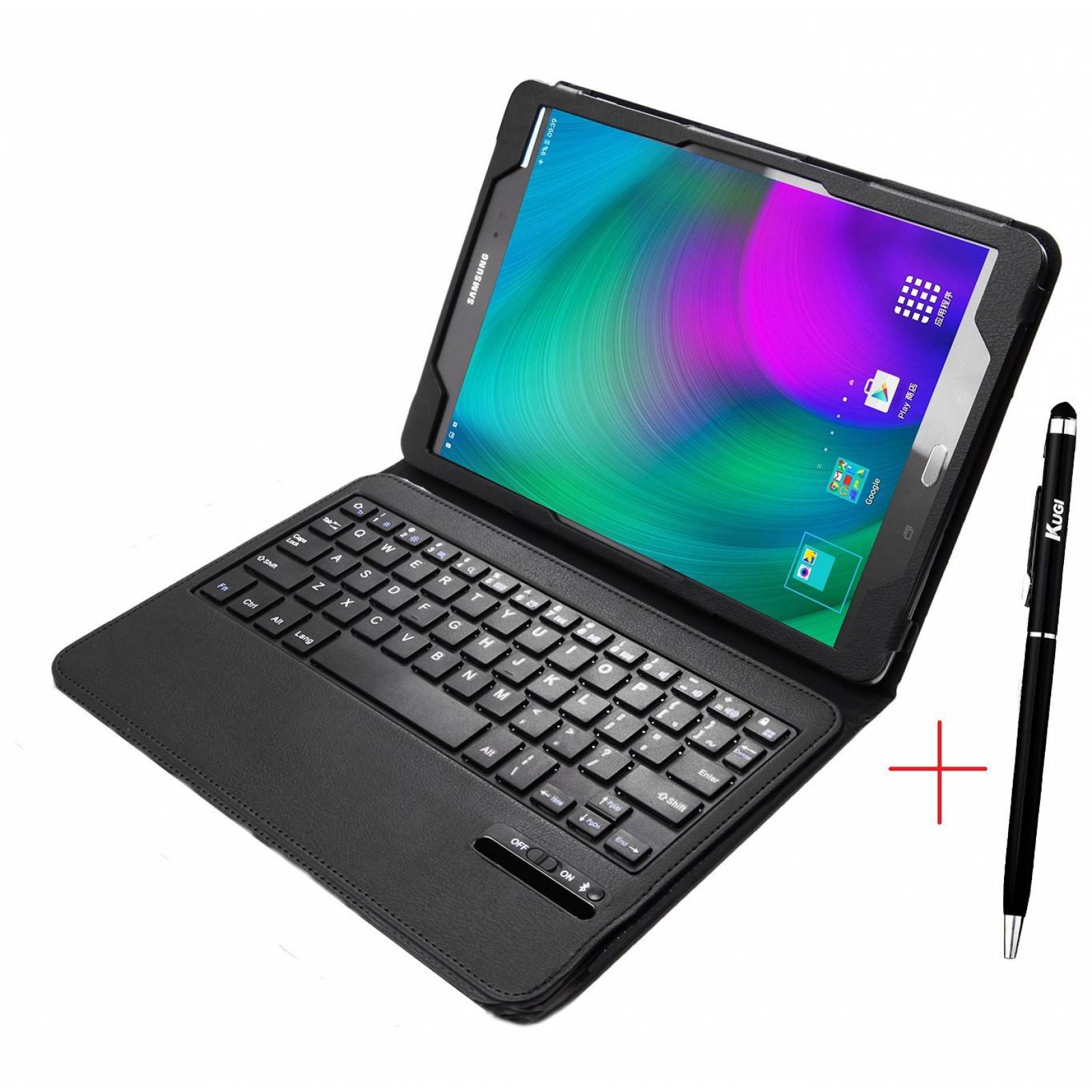 B Samsung Galaxy Tab E 9 6 Teclado Funda Kugi Ultra De Negro