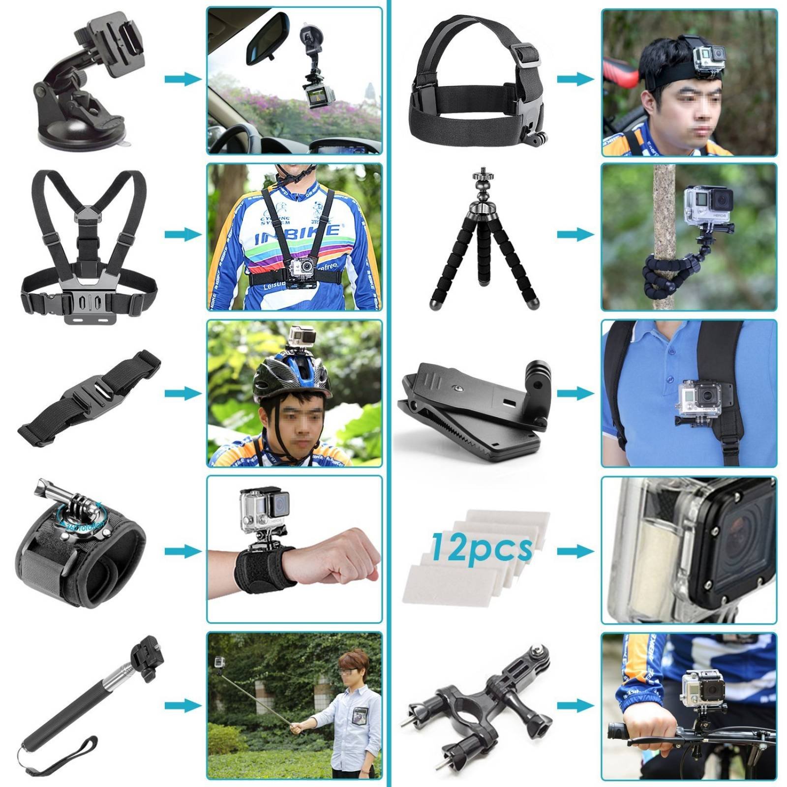 Accesorio de cámara acción Neewer 50-en-1 Kit para GoPro Her