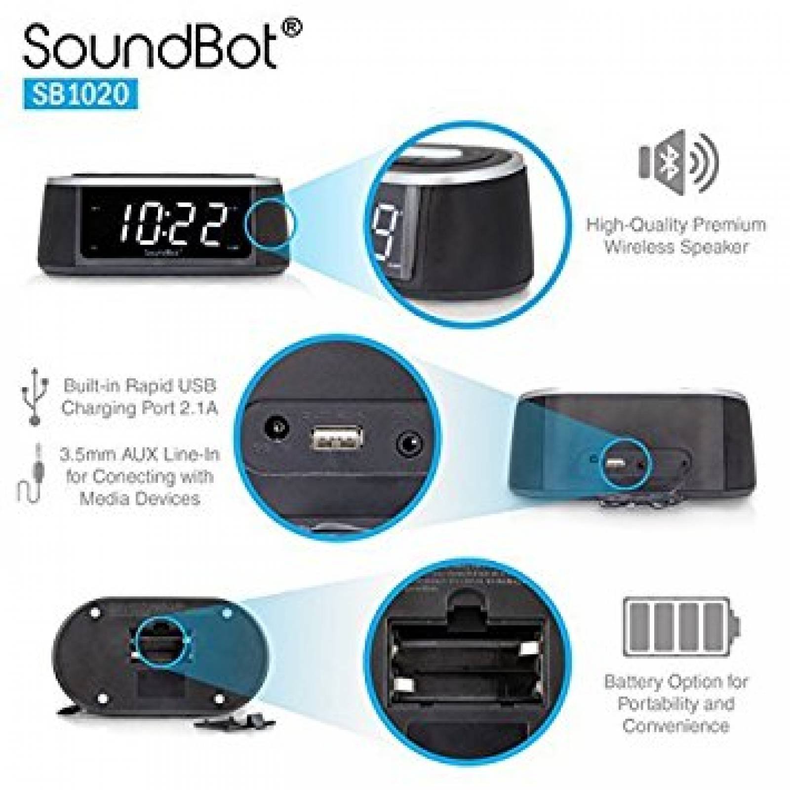 F SoundBot SB1020 FM RADIO inalámbrica Bluetooth altavoz y d