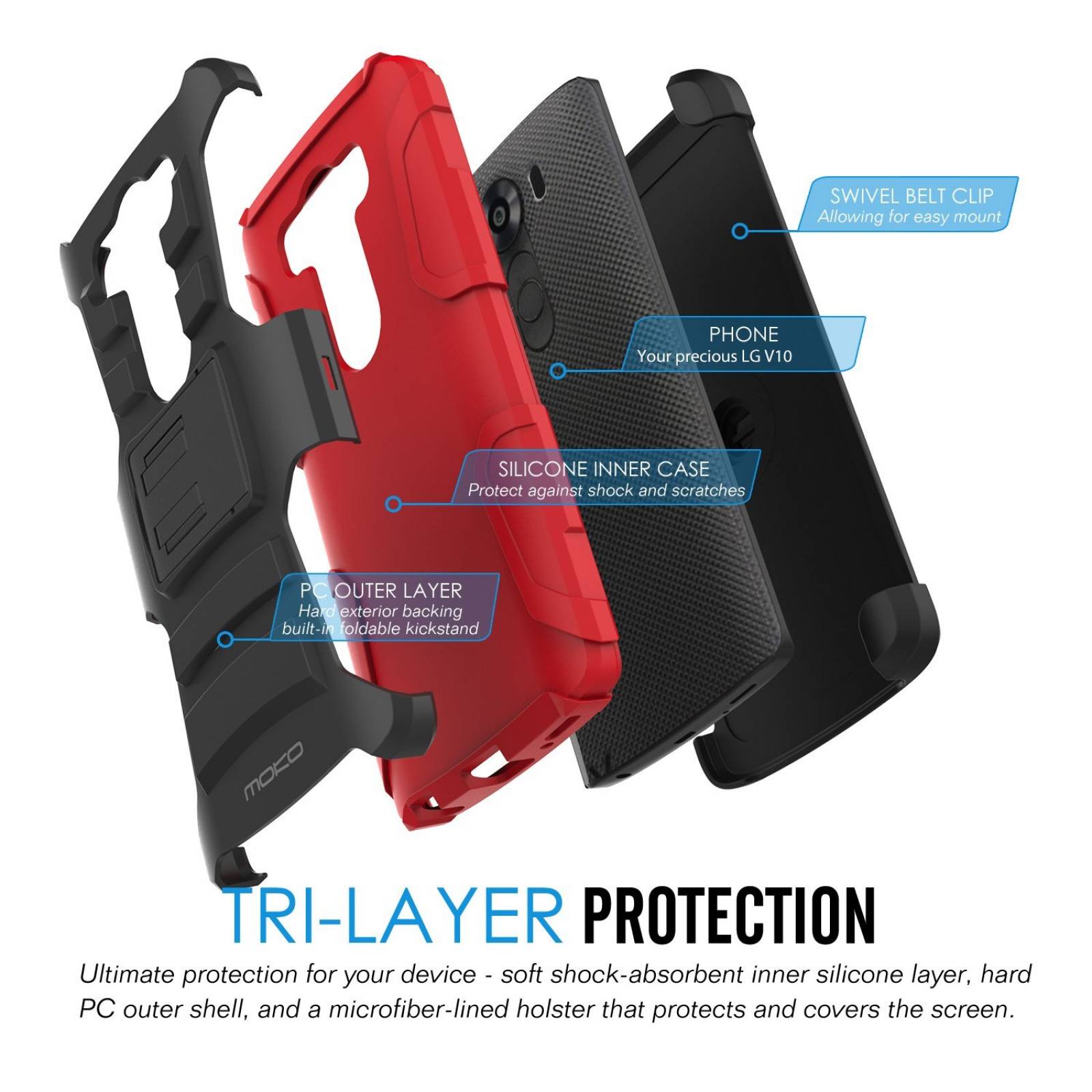 LG V10 funda MoKo amortiguador tapa dura Ultra protectora re