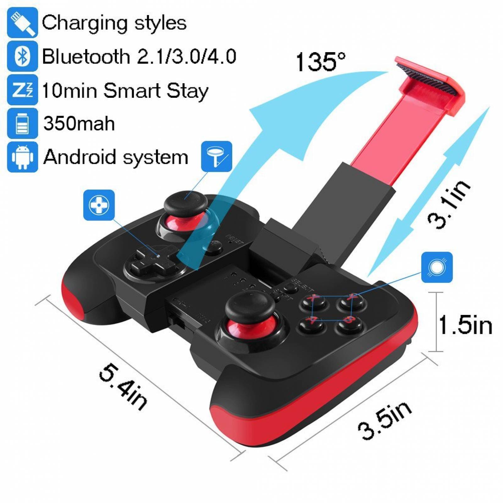 BEBONCOOL inalámbrico controlador juego Bluetooth Clip teléf