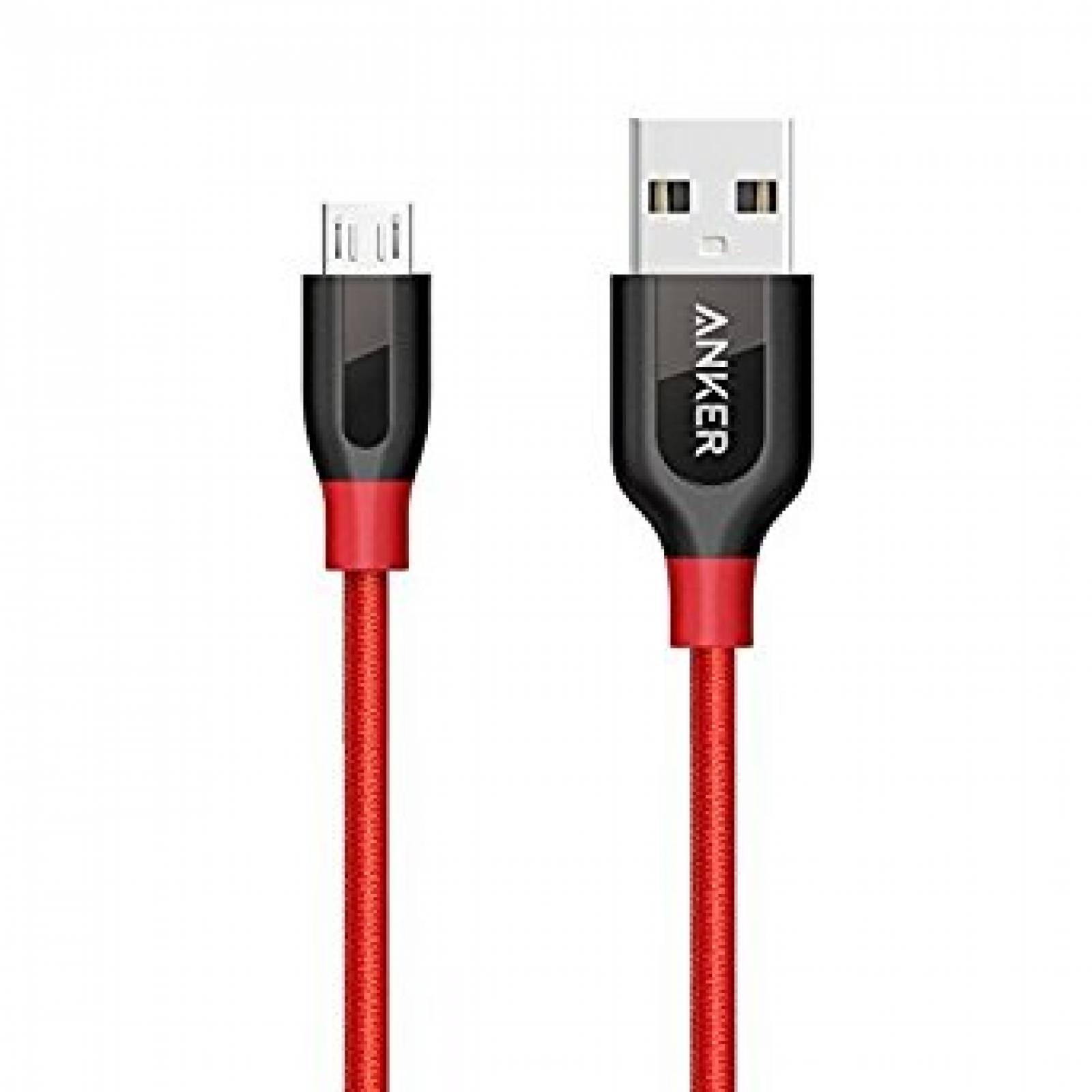 Cable Micro Usb Anker Doble Trenzado Nylon 1m -rojo