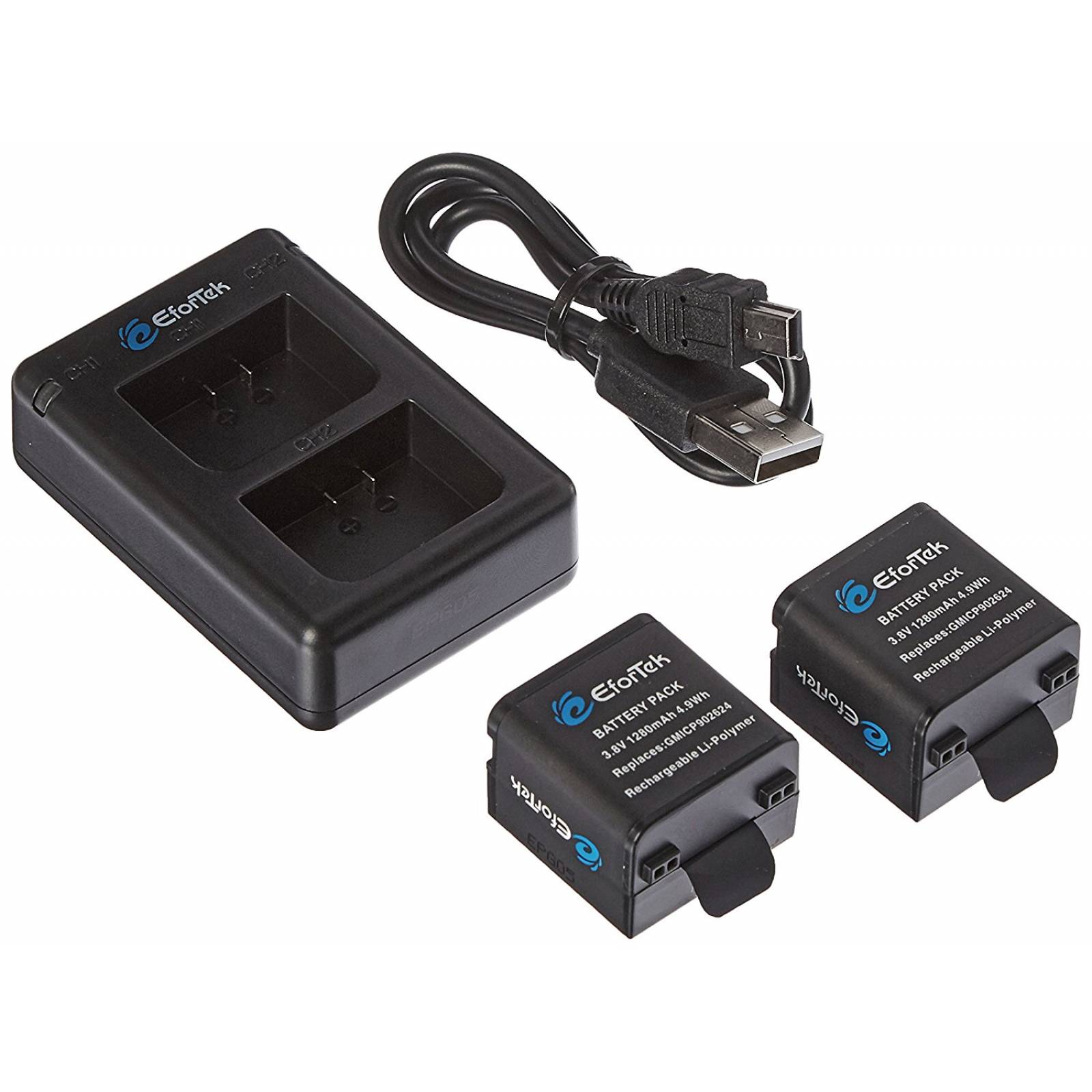 EforTek recambio 2 batería y kit Dual USB cargador Garmin 3