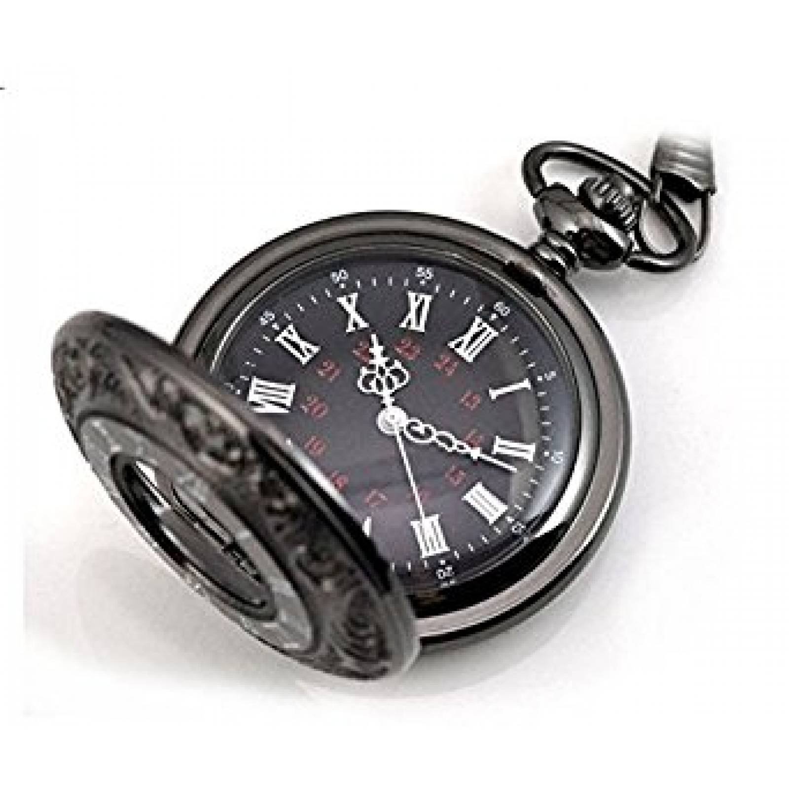 Reloj bolsillo Homanda negro Vintage romano hueco flo -Negro