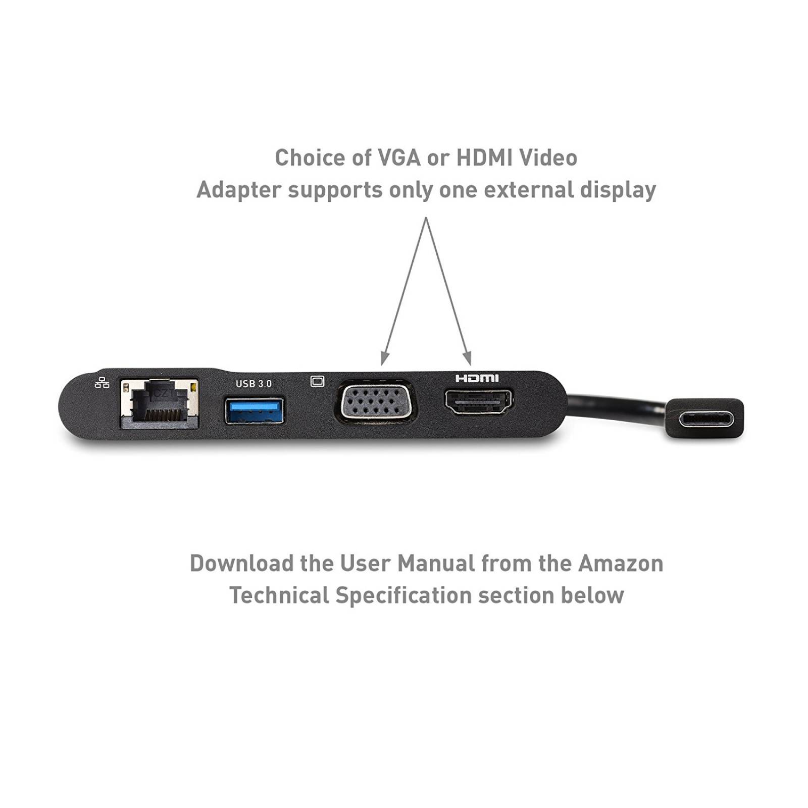 Hub Usb-c Cable Matters Hdmi Vga Usb3.0 Ethernet  -negro