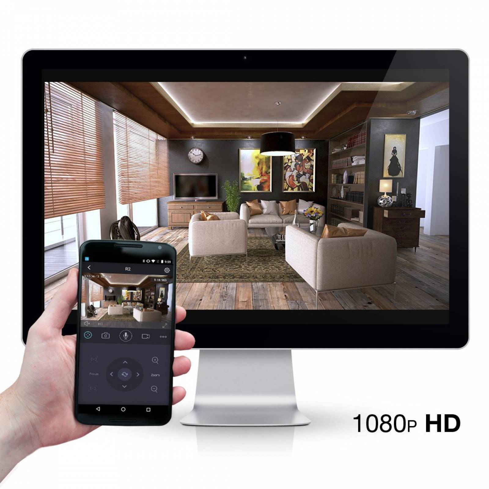 Cámara IP seguridad Foscam R2 1080p HD WiFi iOS/Andro -Negro