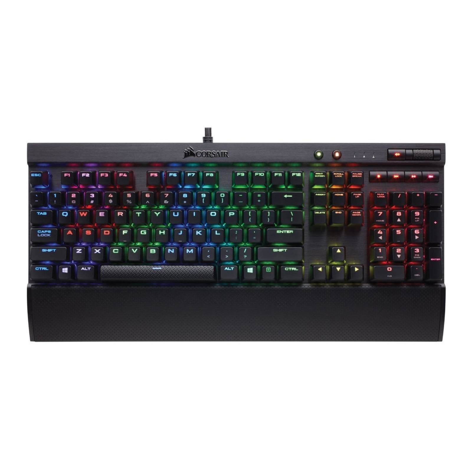 Teclado gamer Corsair K70 Lux RGB mecánico iluminado -negro