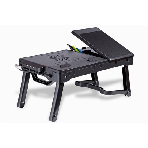 Mini Mesa Para Laptop Luzy Desk-01 Ventilador Luz Led -negro