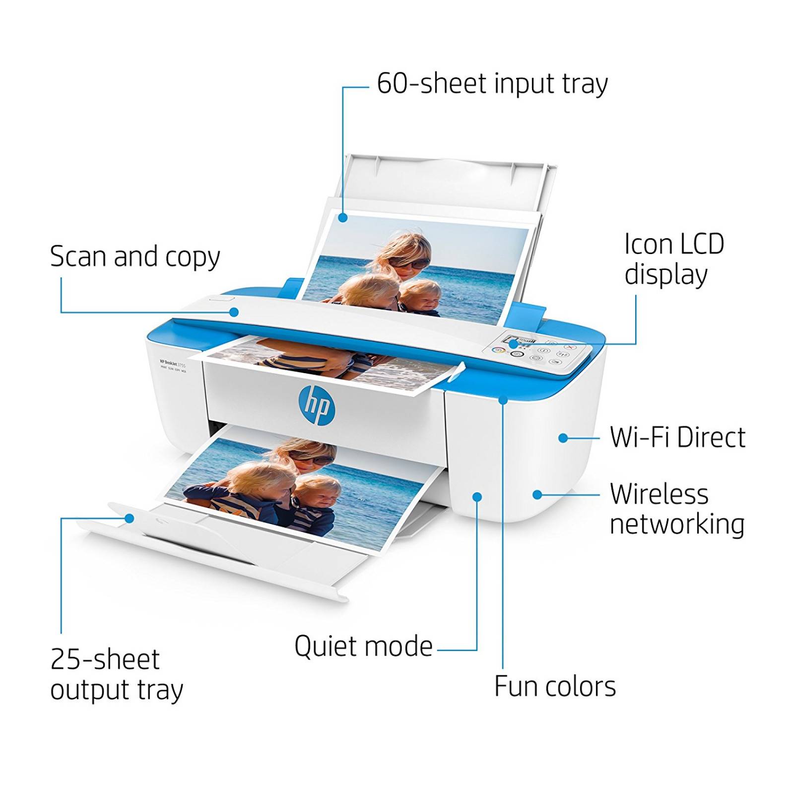 B:HP DeskJet 3755 compacto todo-en-uno impresora inalámb -Azul