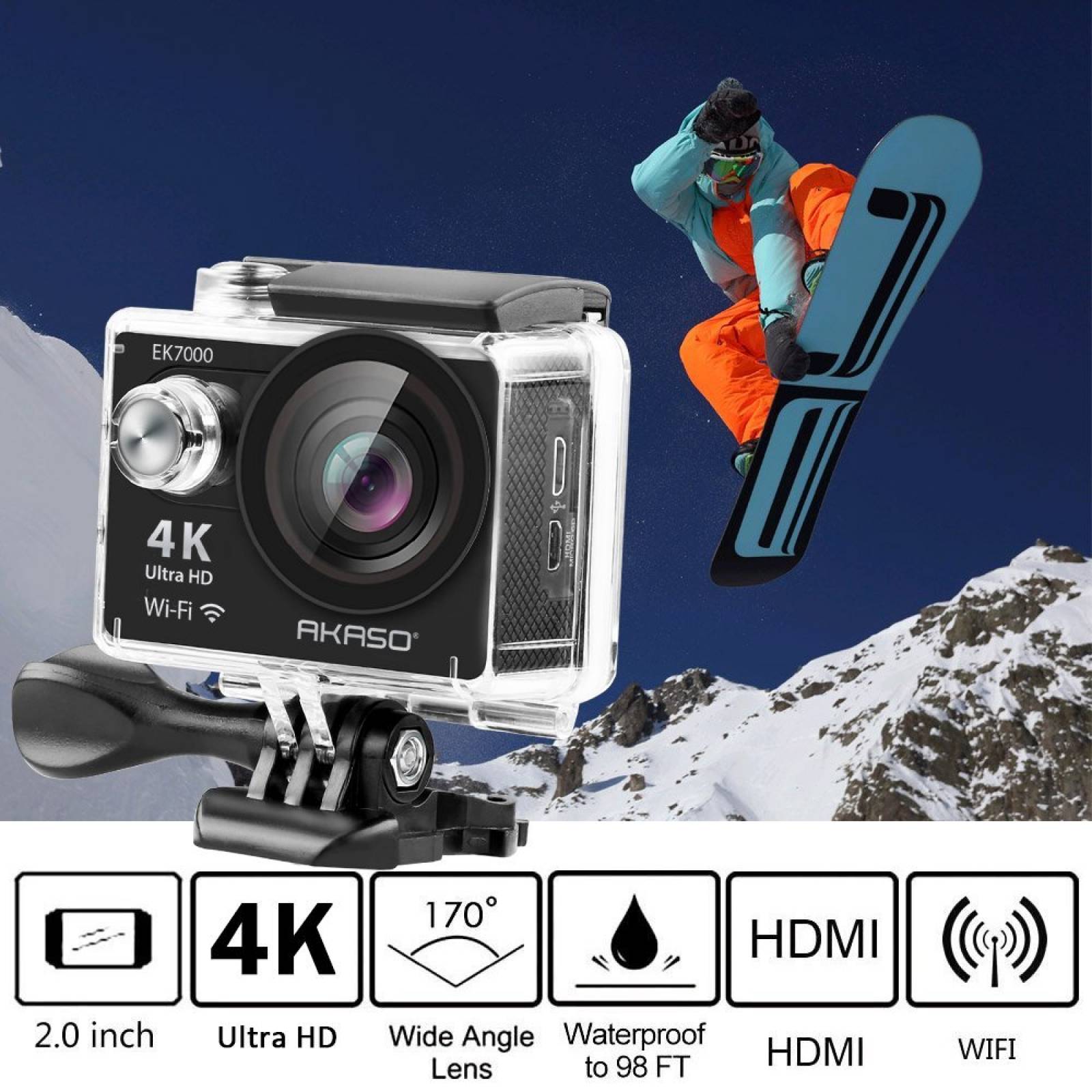 B:AKASO EK7000 4K WIFI deportivo acción cámara Ultra resistent