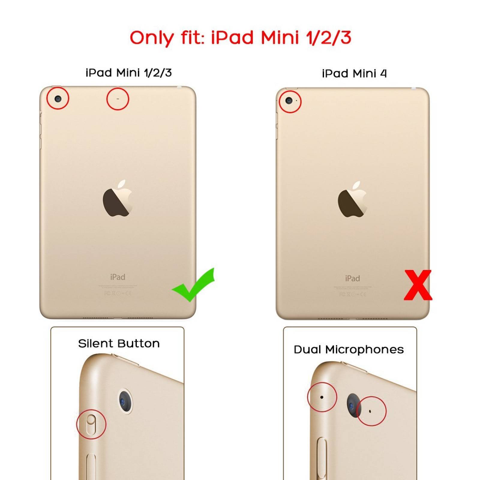 iPad Mini 3 funda, iPad Mini 2 funda, iPad Mini fund -Transp