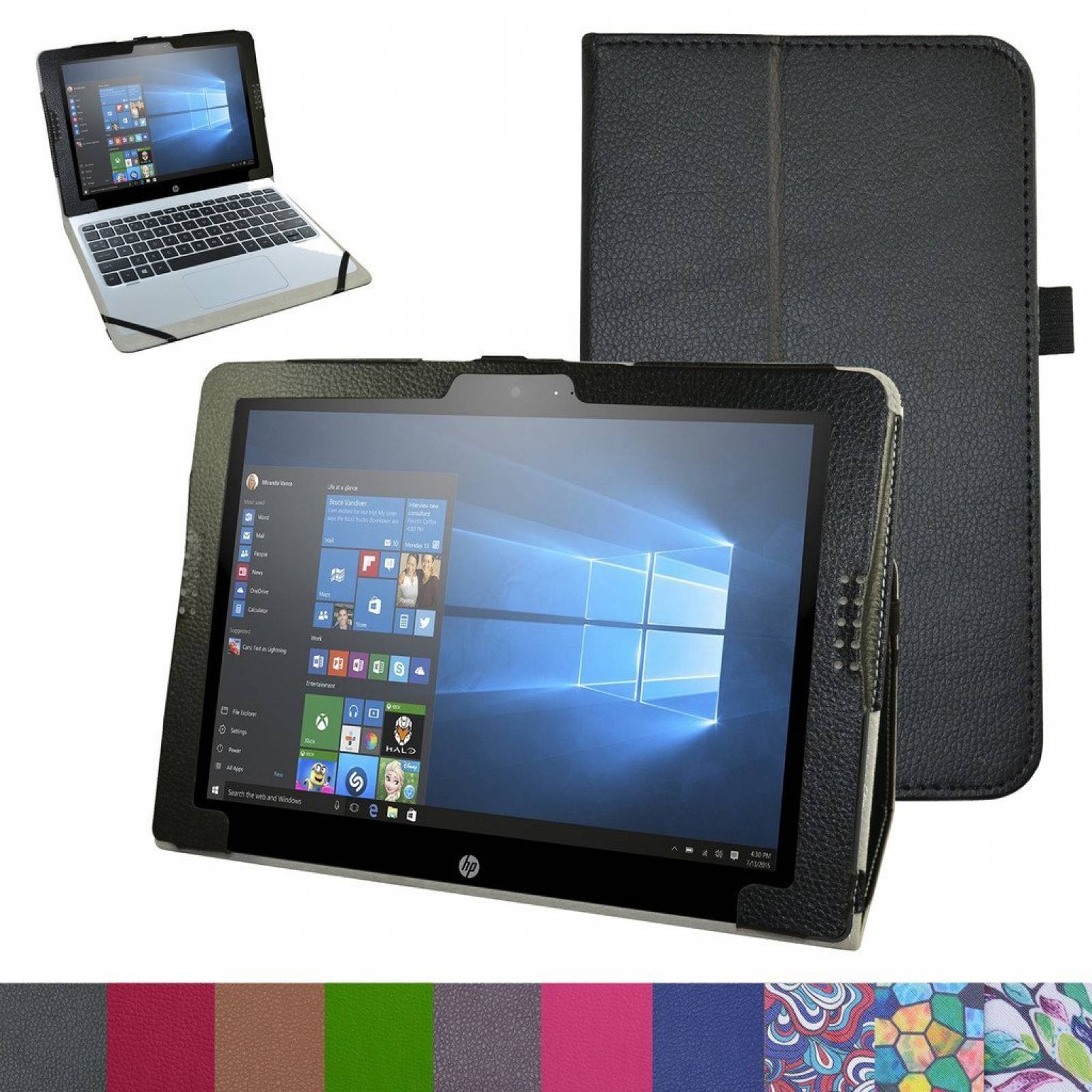 HP Pavilion X2 12 funda, mamá boca PU cuero Folio 2 p -Negro