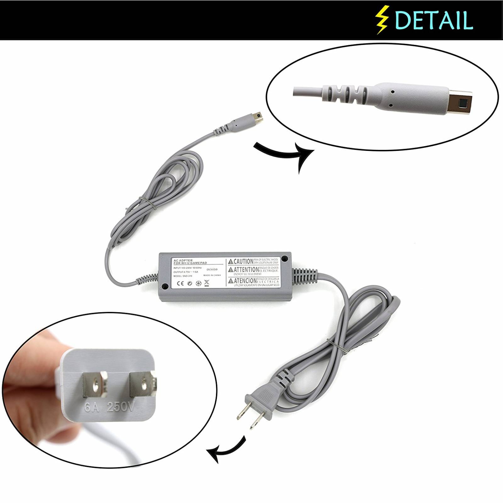 YOUSHARES Wii U GamePad cargador-intercambiable poder adapta