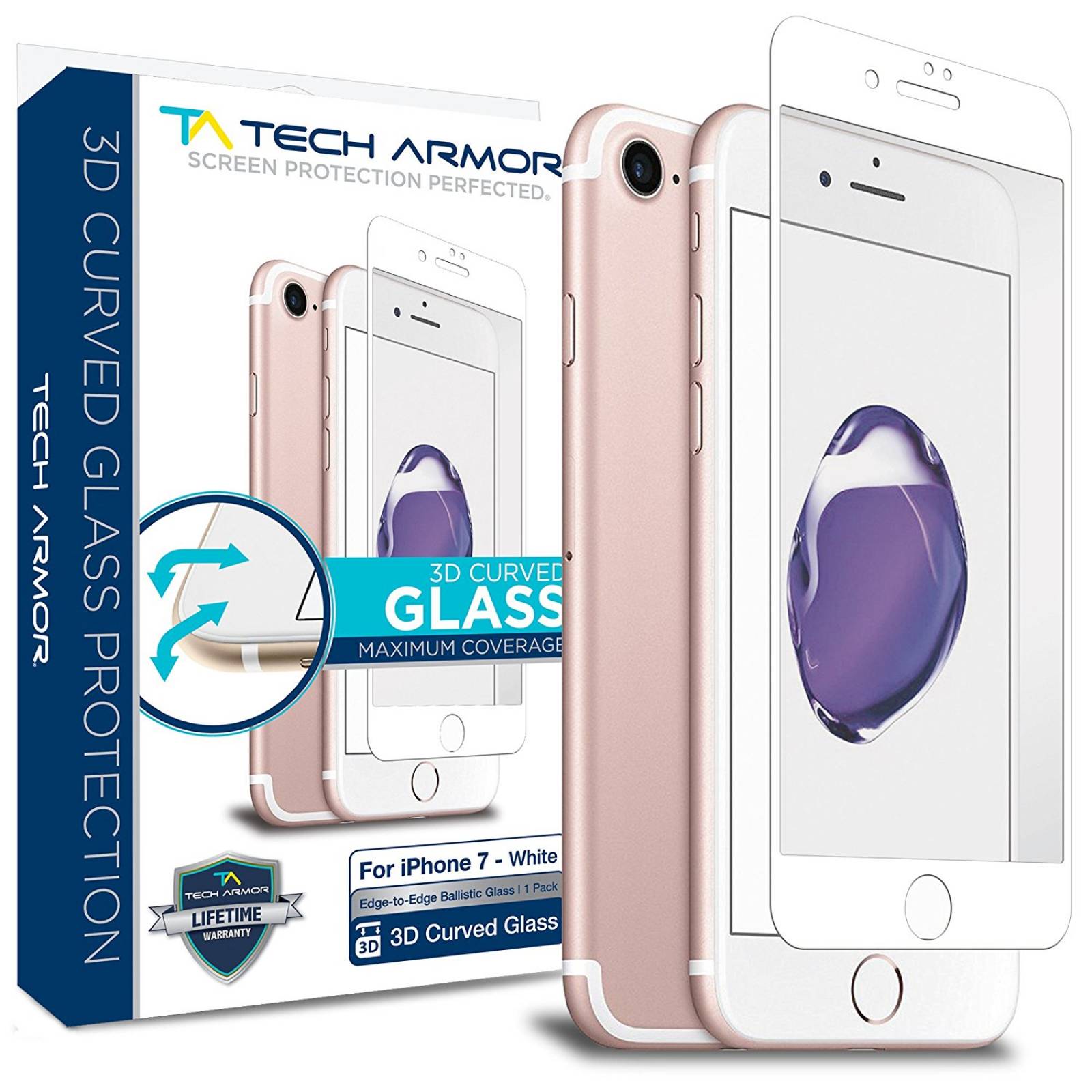 IPhone Apple Armor Tech 7 4,7 pulgadas 3D curvada bo -Blanco