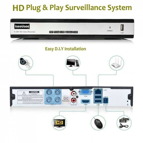 Sistema grabación vídeo HD DVR 8 canales 1080N ISEEUSEE HDMI