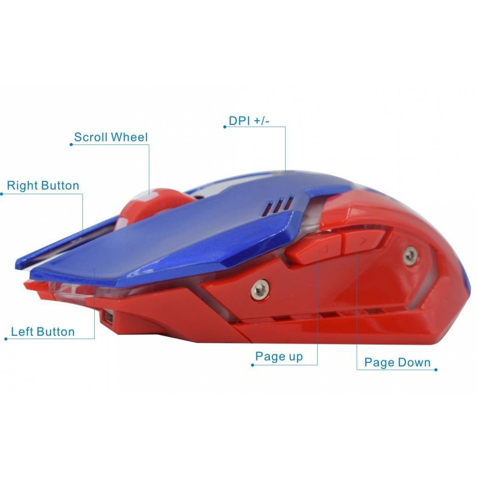 TENMOS X96 recargable Wireless Gaming Mouse USB óptico -Azul