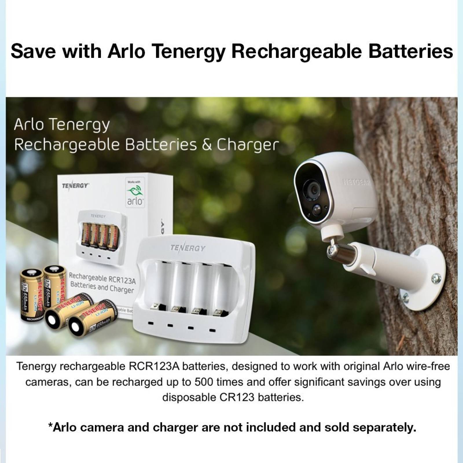 Tenergy 3.7V Li-ion recargable Arlo VMC30 cámaras seguridad
