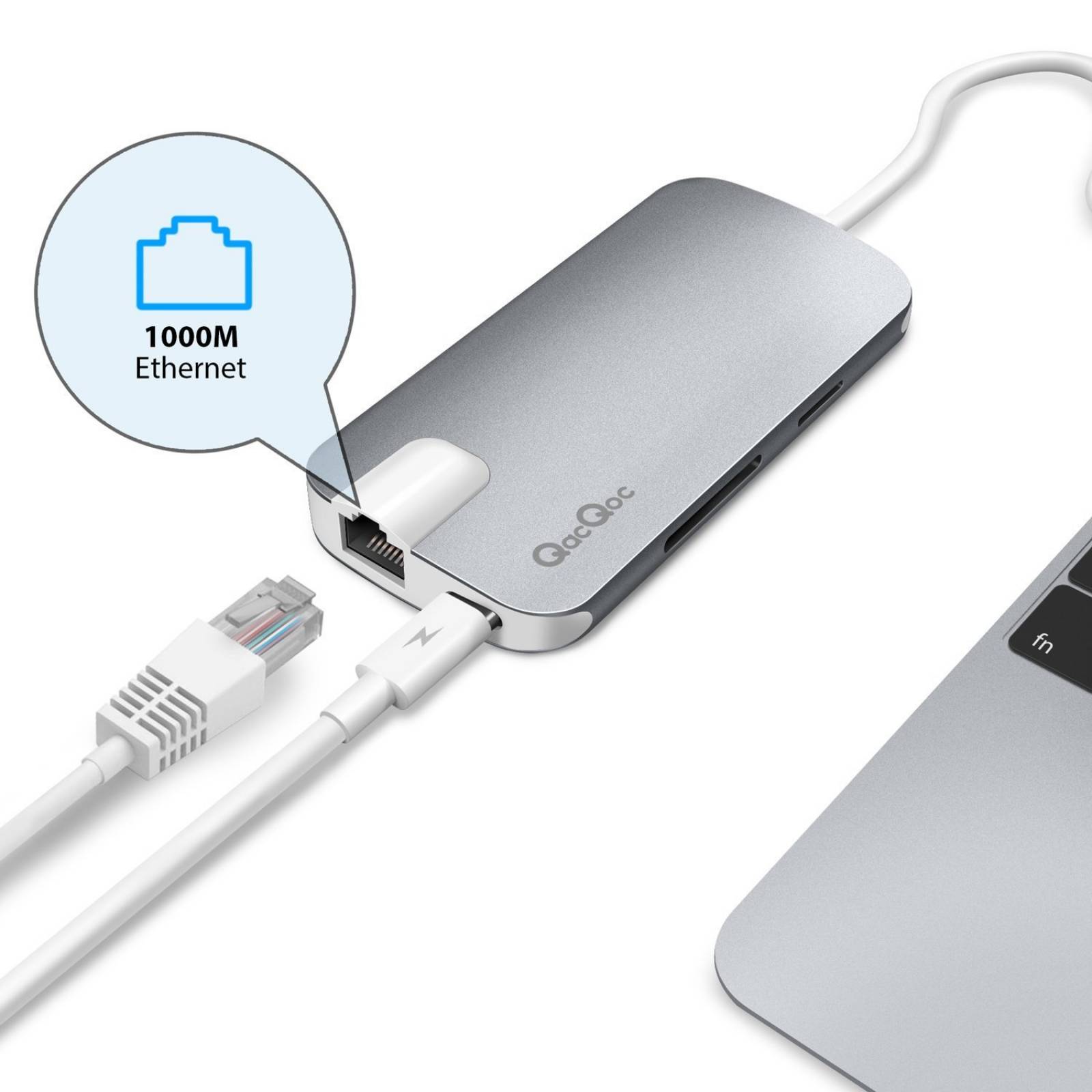 Adaptador Hub Qacqoc Gn30h Multipuerto Usb Hdmi Sd -gris