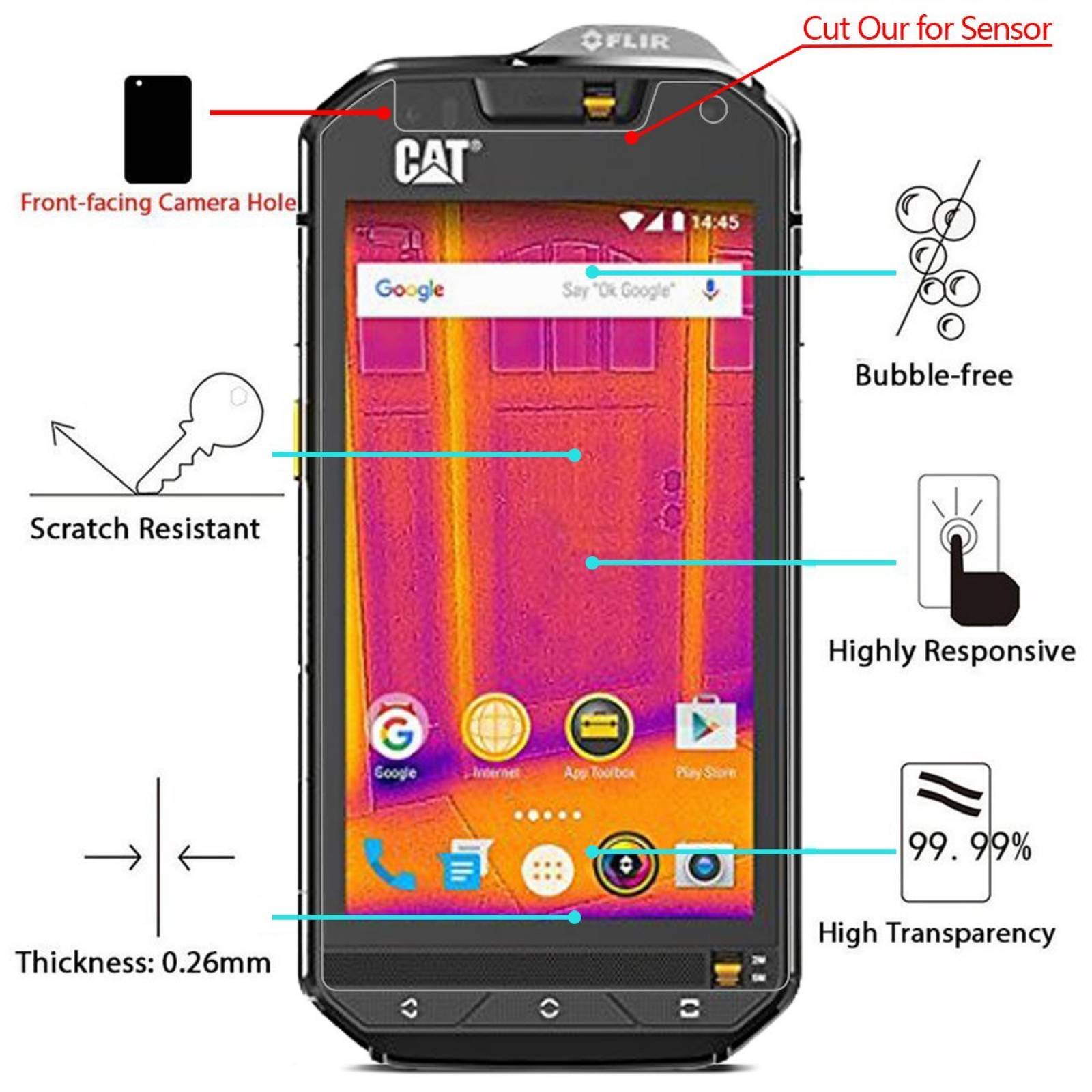 Protector De Pantalla Gzerma Para Cat S60 2 piezas
