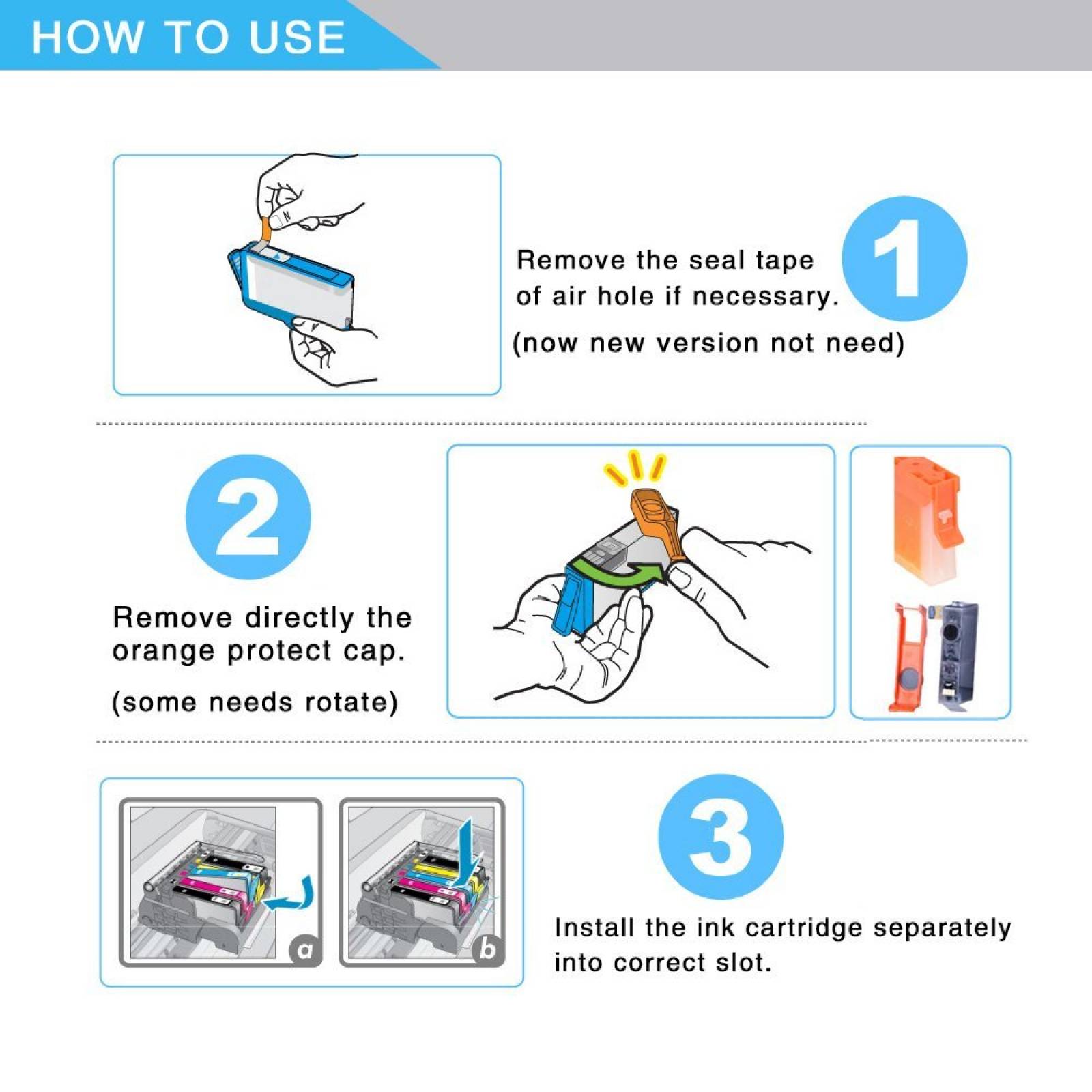 B:HWDID 564XL compatibles cartuchos 2 negros 1 Cyan1 Ma -Negro