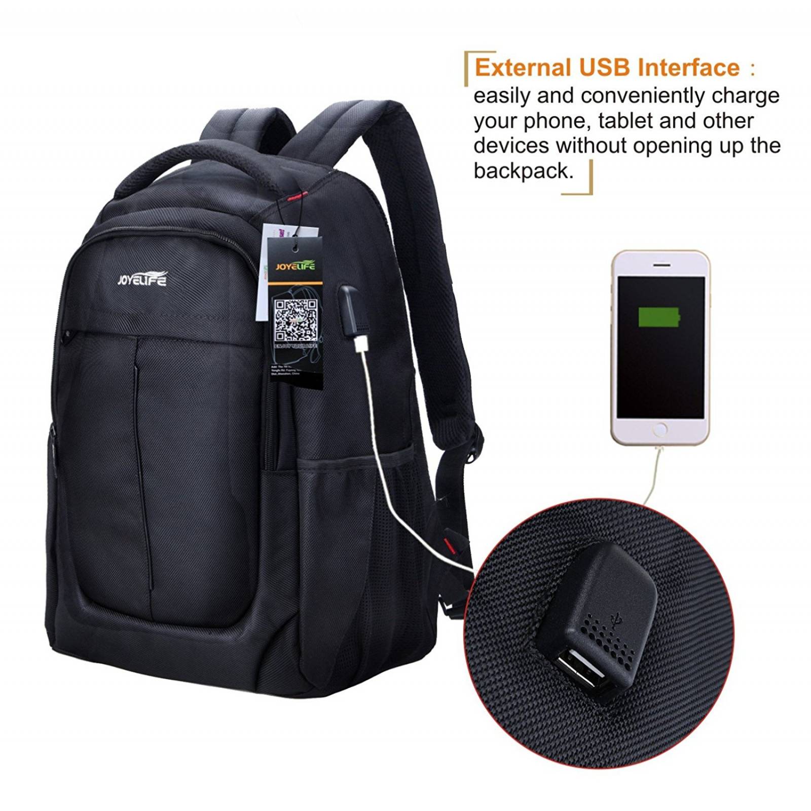 Mochila negocio hombres, Slim Rucks JOYELIFE mochila  -Negro