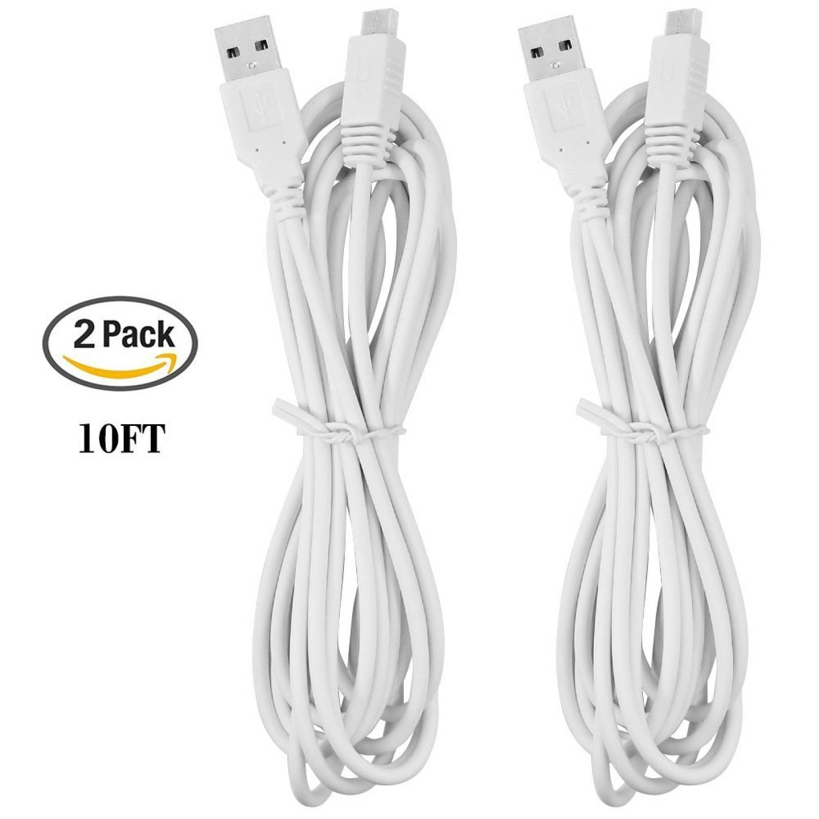USB Cables Nintendo Wii U Gamepad AFUNTA 2 Pack carg -Blanco