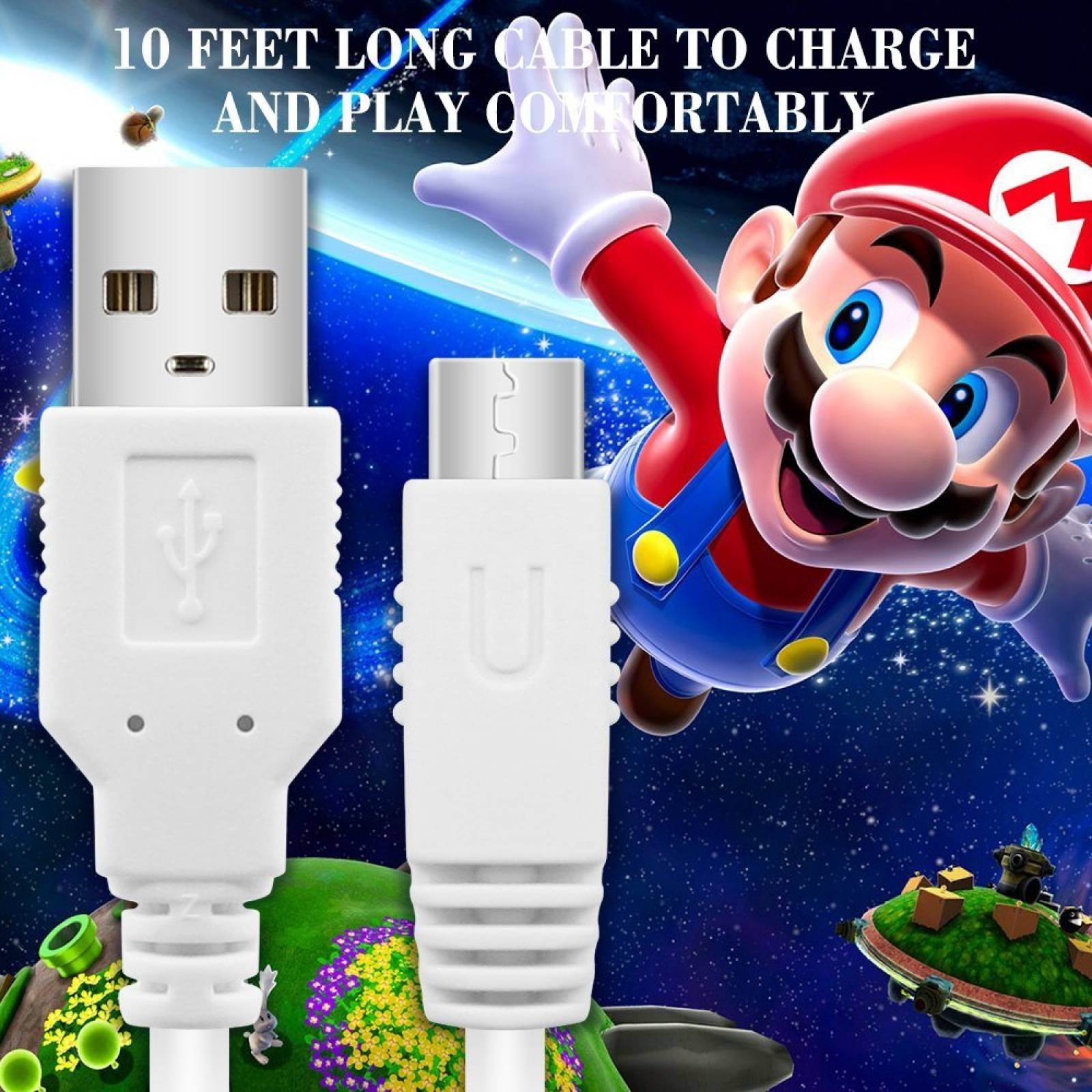 USB Cables Nintendo Wii U Gamepad AFUNTA 2 Pack carg -Blanco