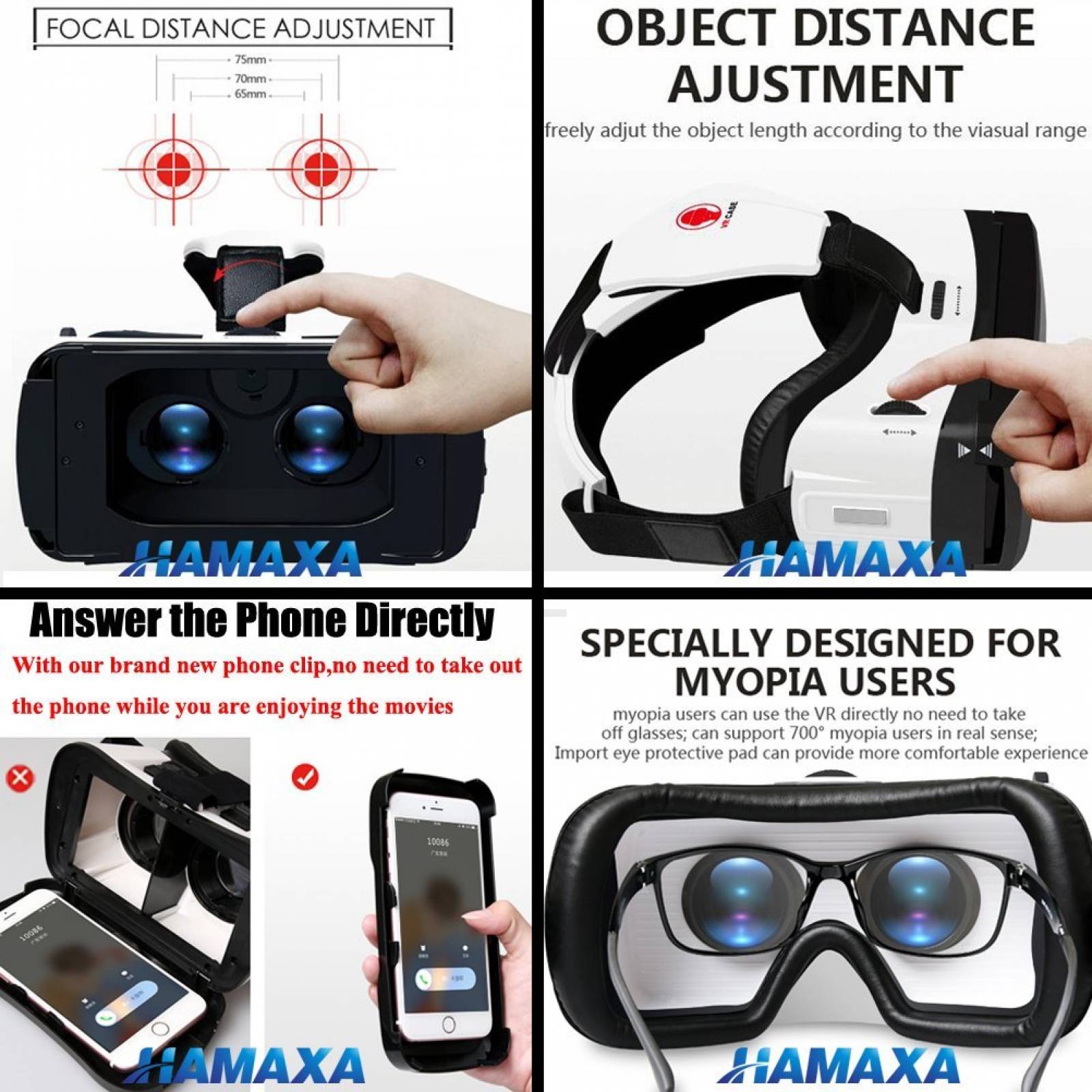 Realidad Virtual 360° HeadsetHamaxa VR 3D gafas pelí -Transp