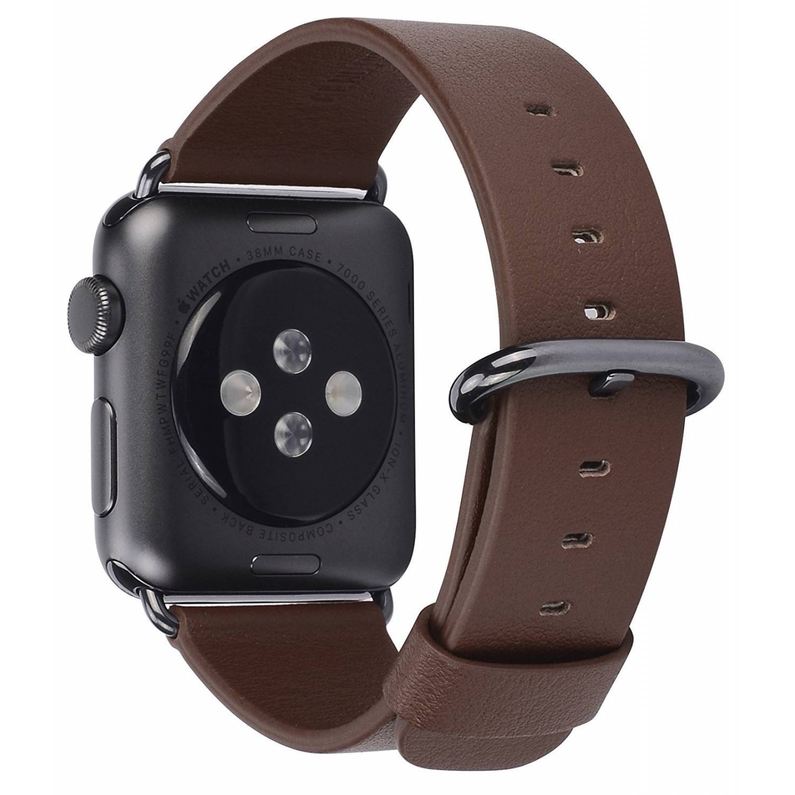 JSGJMY Apple Watch banda 42mm marrón cuero correa rec -Negro