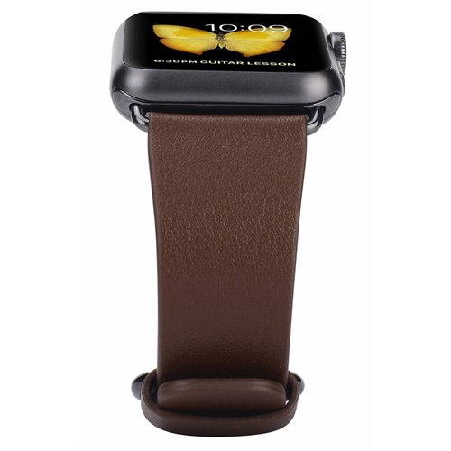 JSGJMY Apple Watch banda 42mm marrón cuero correa rec -Negro