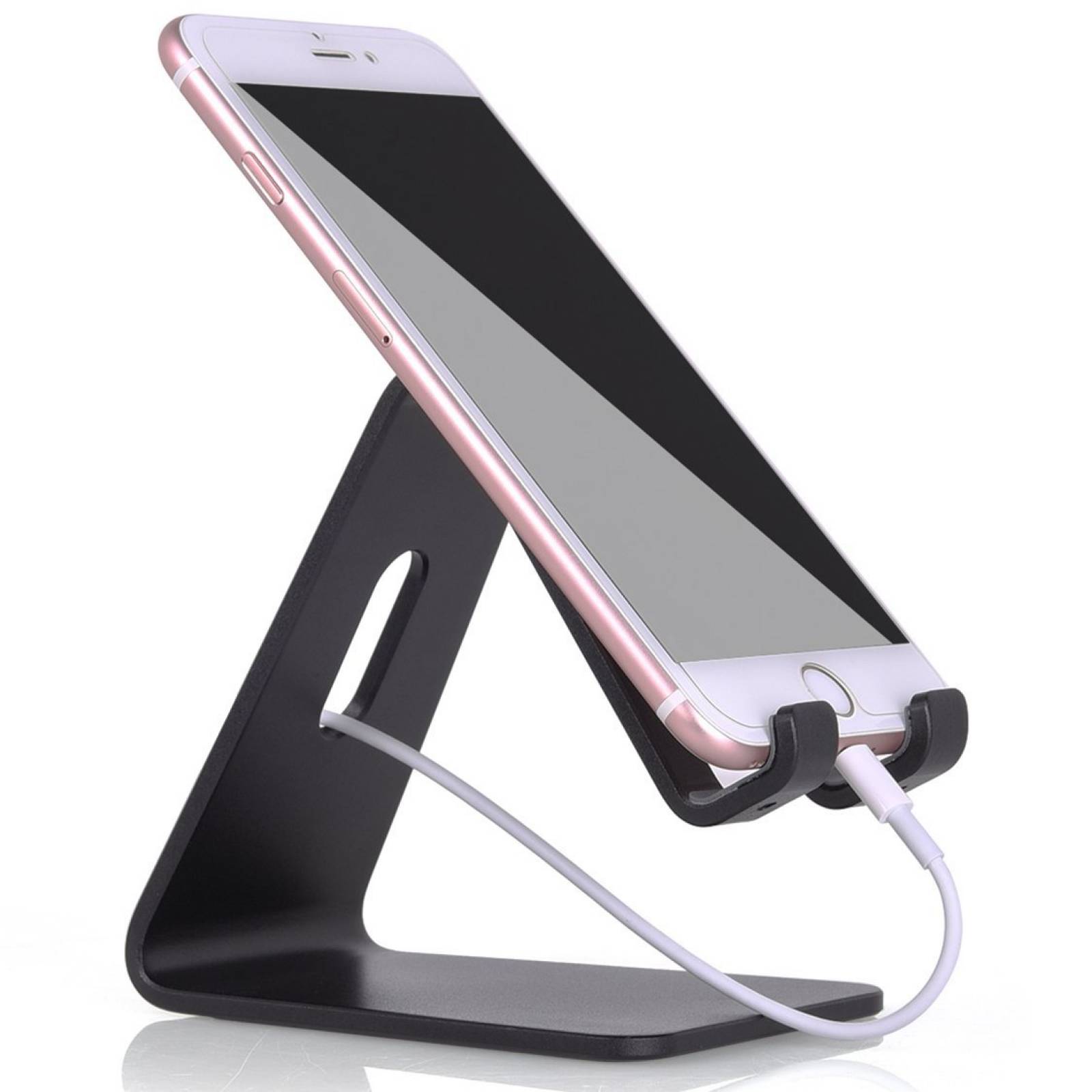 B:Soporte escritorio teléfono celular, portátil alumini -Negro