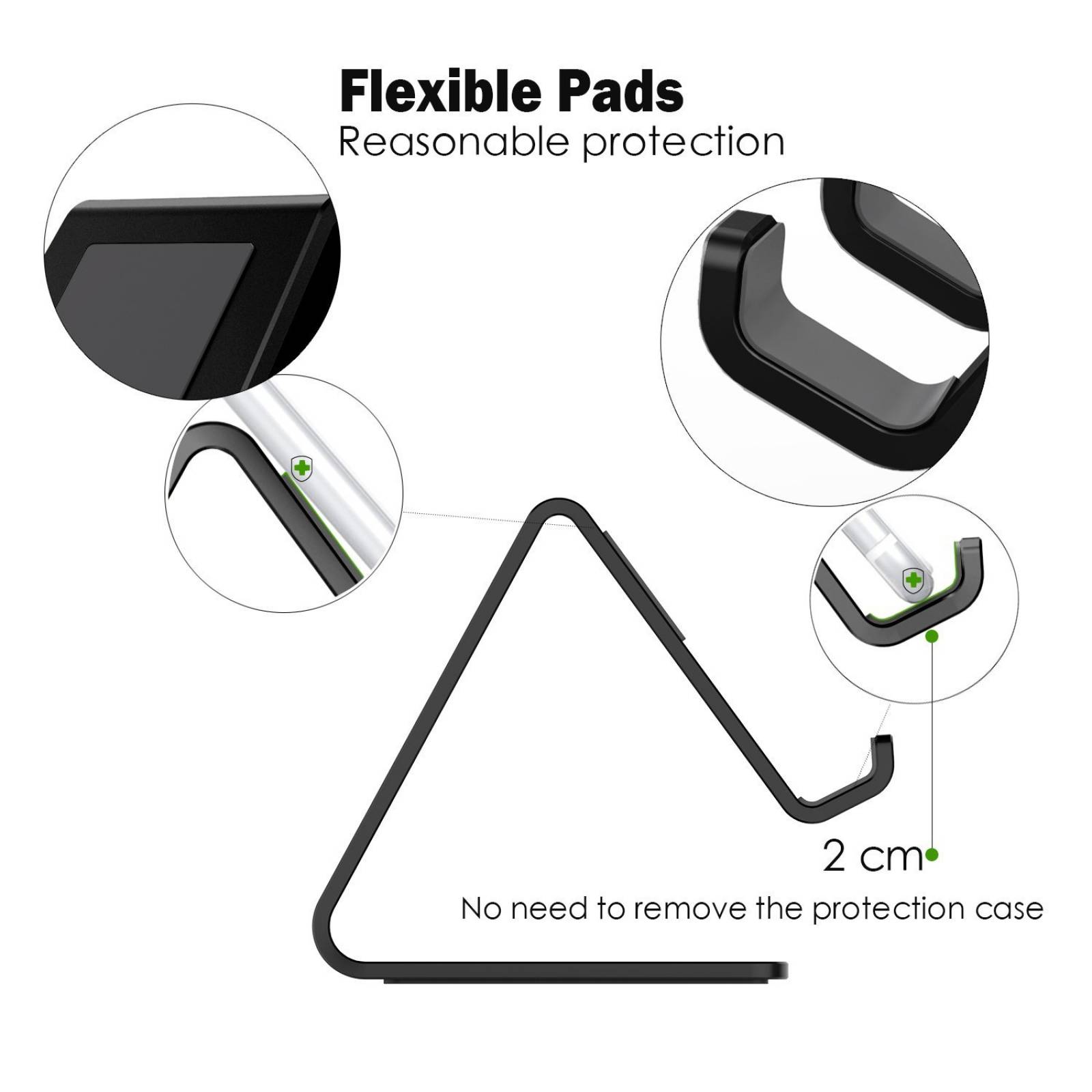 B:Soporte escritorio teléfono celular, portátil alumini -Negro